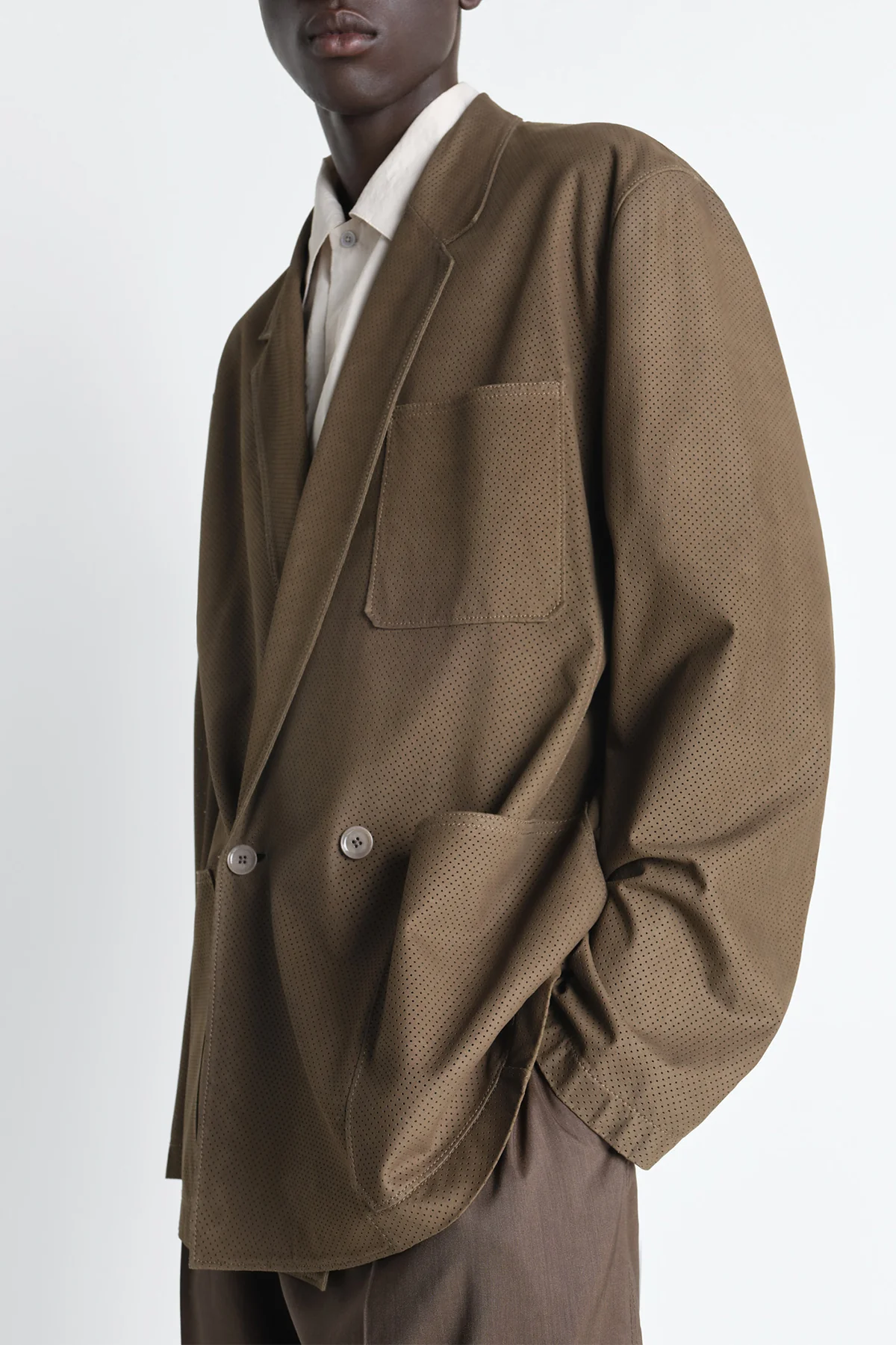 LEMAIRE | DOUBLE BREASTED LEATHER TAILORED JACKET - Image 3