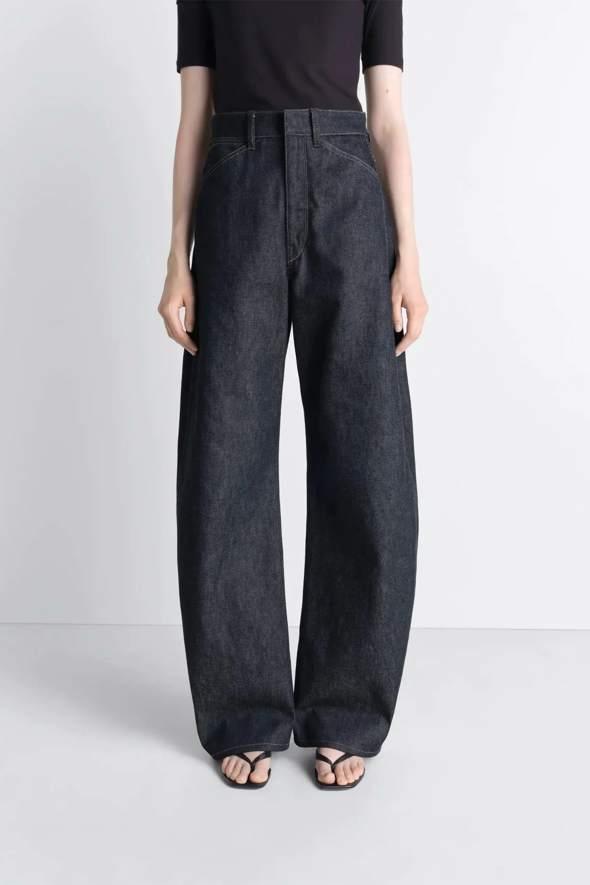 LEMAIRE | HIGH WAISTED CURVED PANTS IN DENIM - Image 3