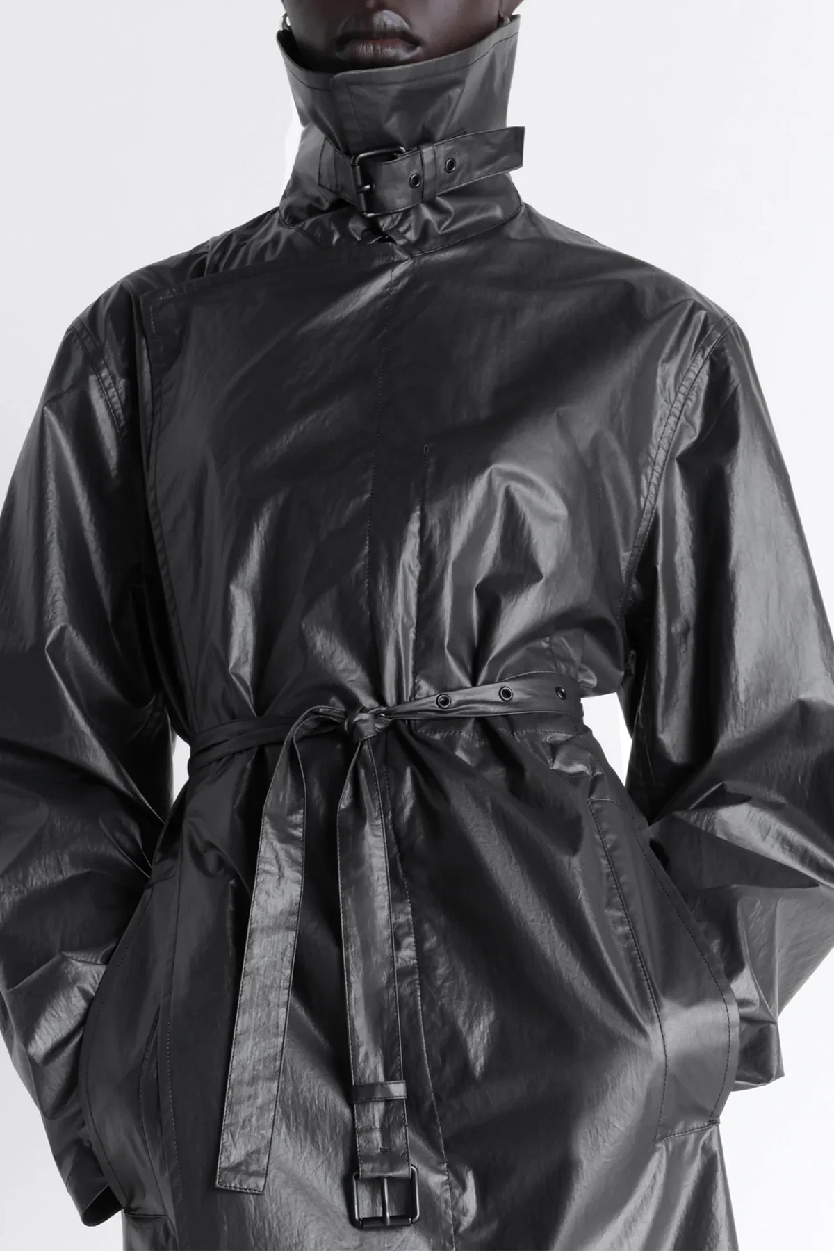 LEMAIRE | LIGHT WRAP COAT IN LIGHT COATED COTTON - Image 3