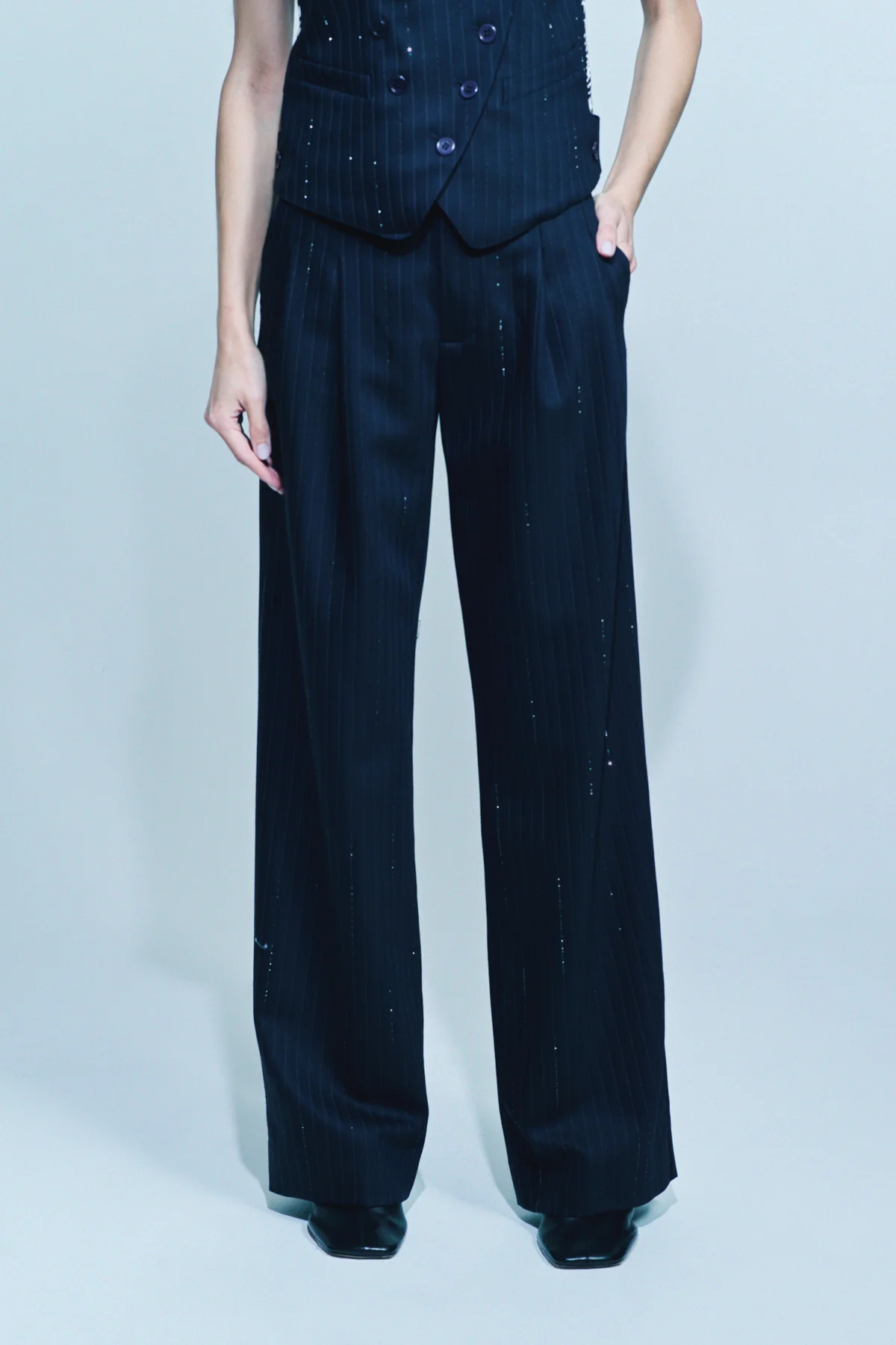 LIBERTINE | ‘CRYSTAL PINSTRIPE’ BAGGY TROUSERS - Image 2