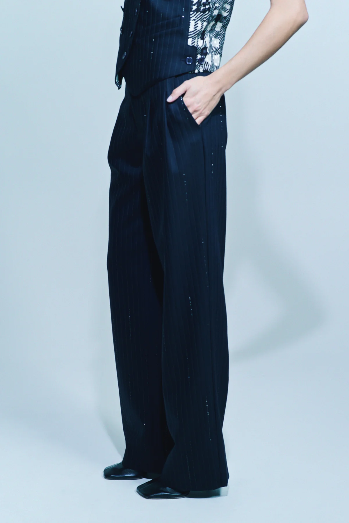 LIBERTINE | ‘CRYSTAL PINSTRIPE’ BAGGY TROUSERS - Image 3