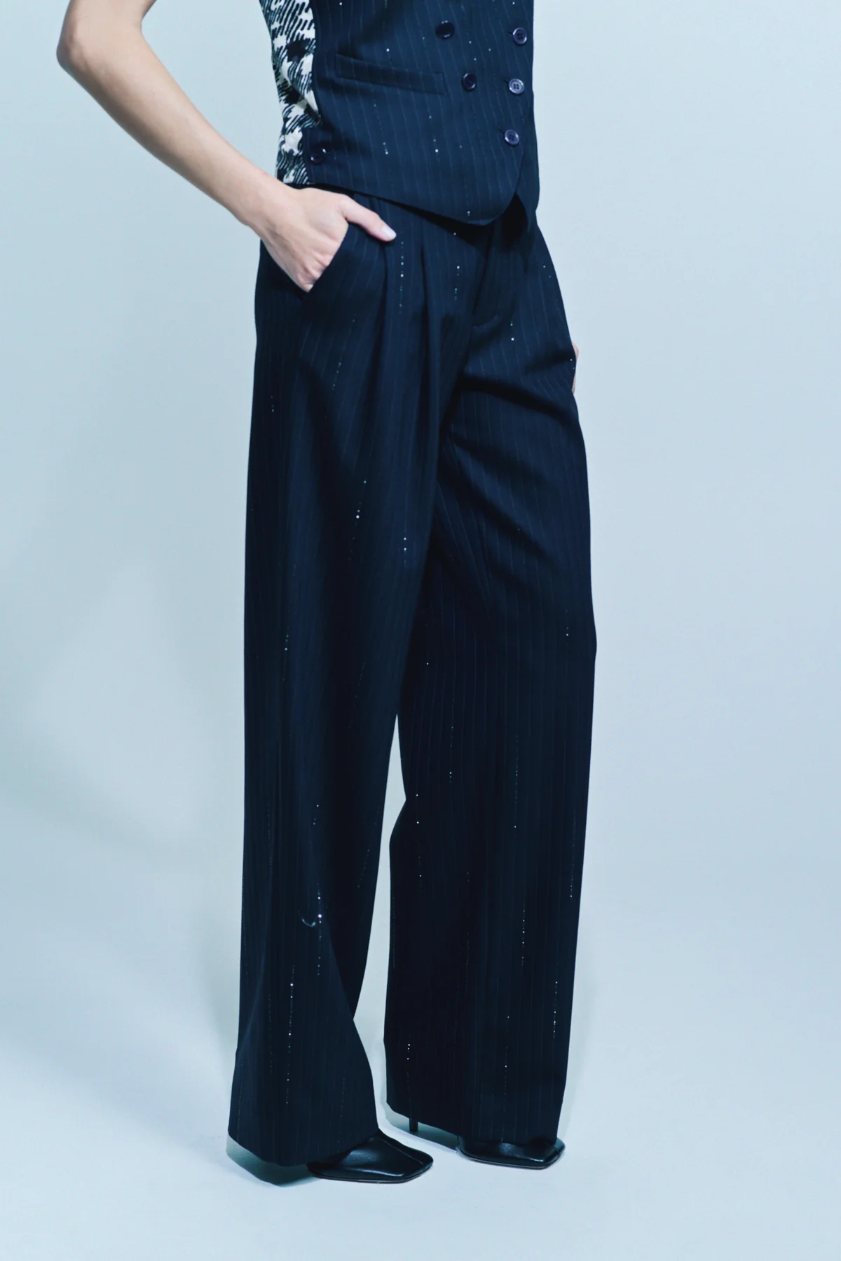 LIBERTINE | ‘CRYSTAL PINSTRIPE’ BAGGY TROUSERS - Image 5