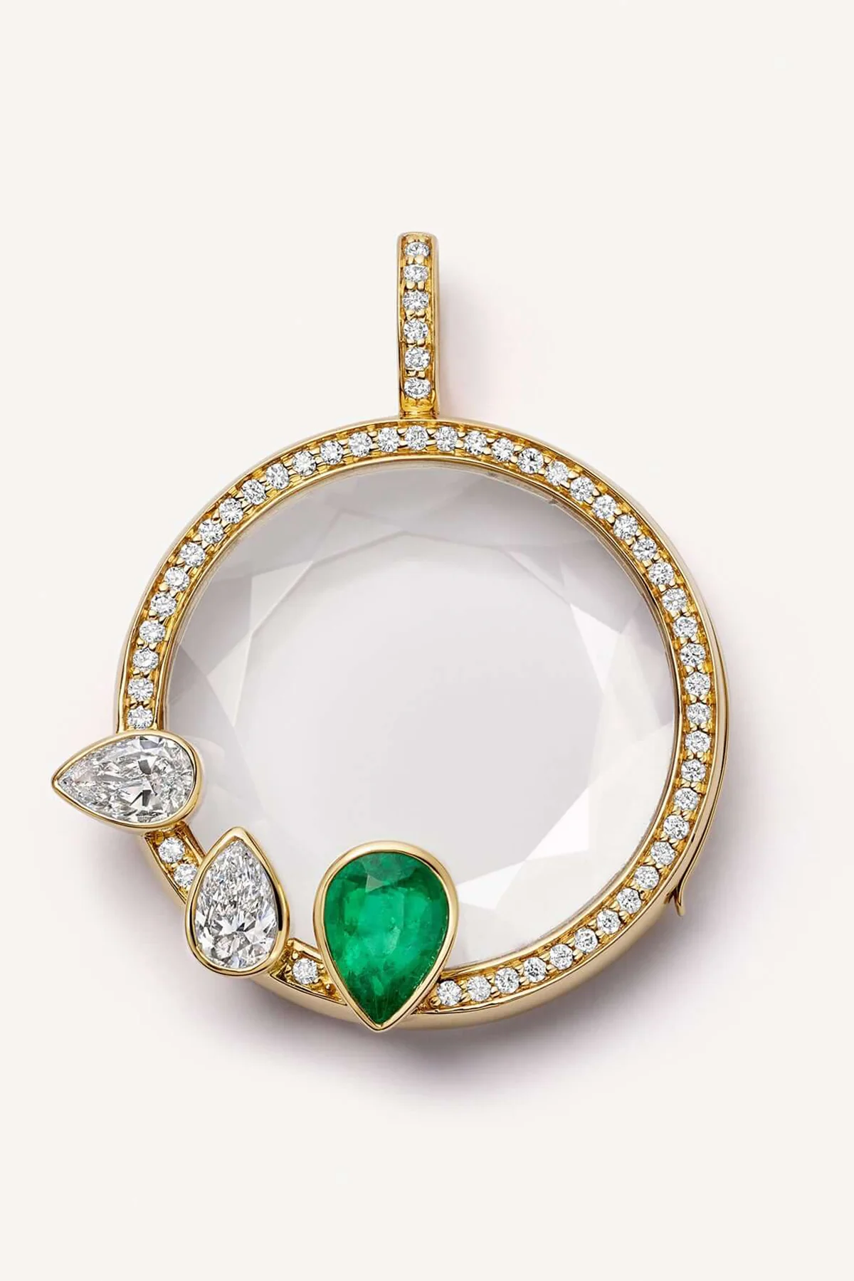 LOQUET LONDON | 18K GOLD ATHENA EMERALD PEAR DROP LOCKET