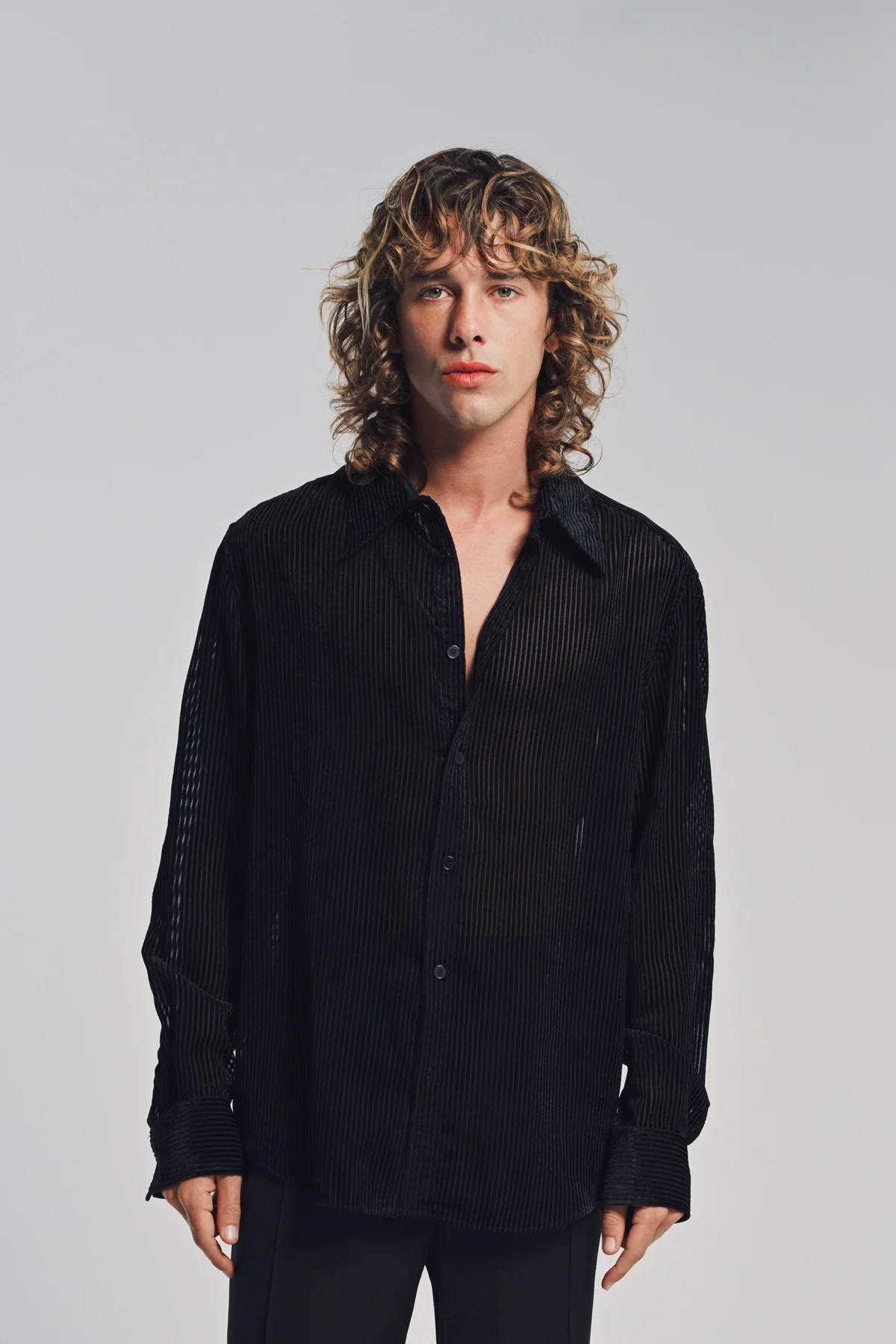 LOUIS GABRIEL NOUCHI | DEVORED STRIPE LONG SLEEVE SHIRT - Image 2