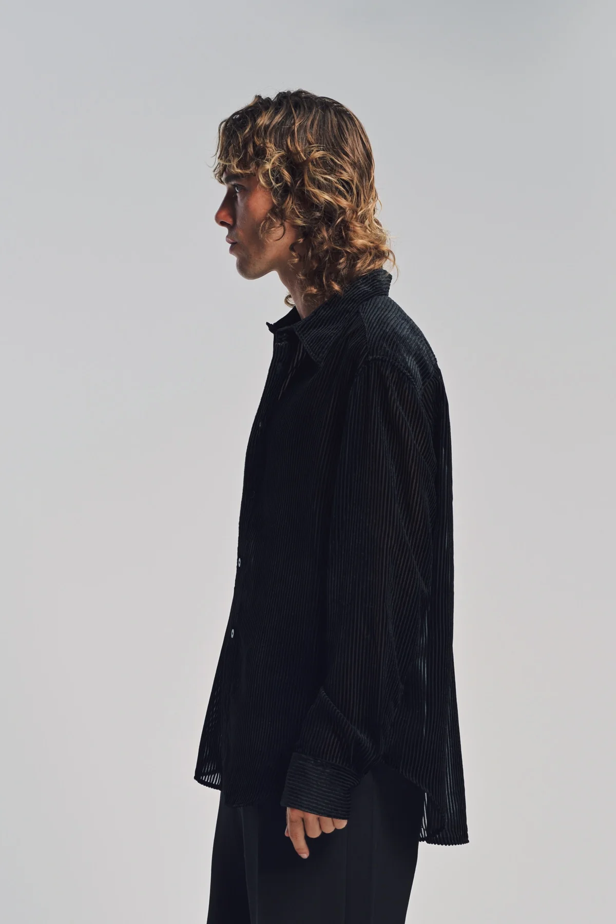 LOUIS GABRIEL NOUCHI | DEVORED STRIPE LONG SLEEVE SHIRT - Image 3