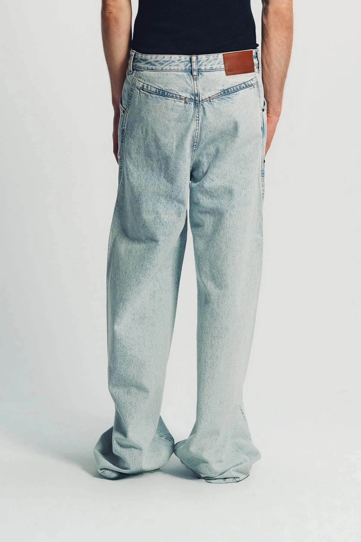 LOUIS GABRIEL NOUCHI | LIGHT WASH DENIM DARTED STRAIGHT TROUSERS - Image 4