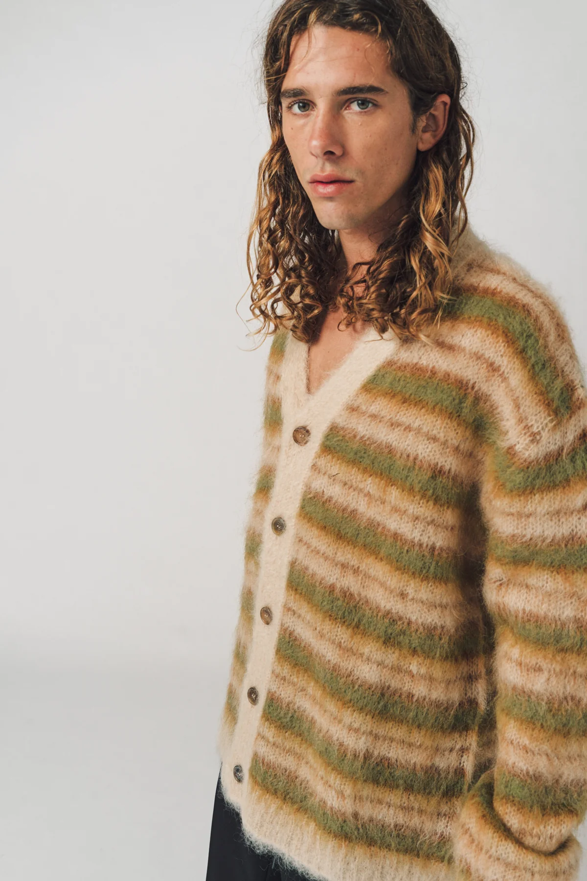 MARNI | CAMEL STRIPED MOHAIR CARDIGAN - Image 2