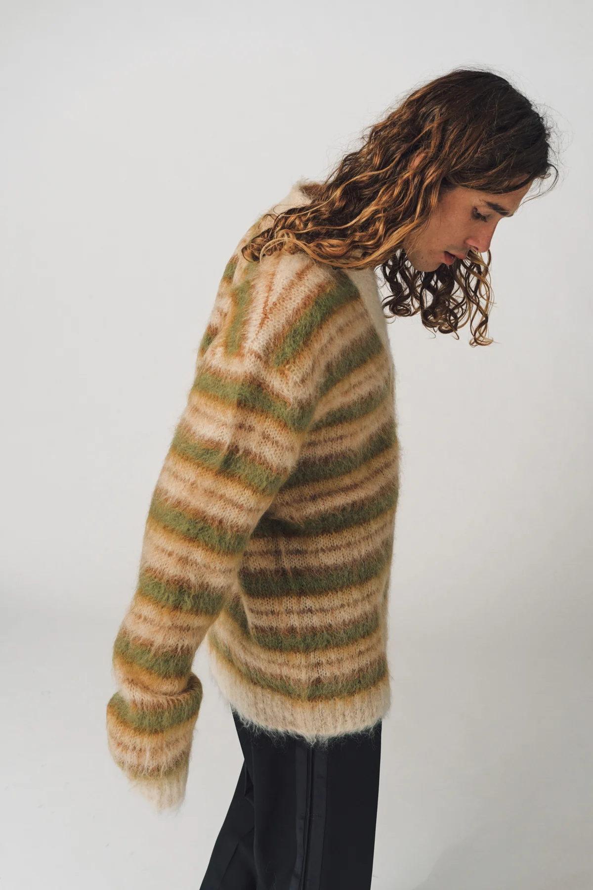 MARNI | CAMEL STRIPED MOHAIR CARDIGAN - Image 4
