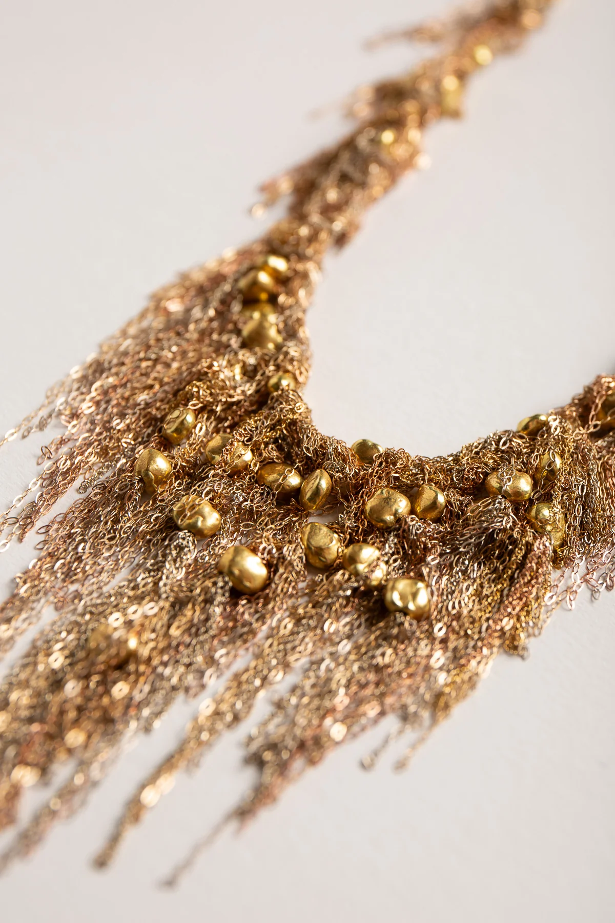 MARTIN BERNSTEIN | GOLD BEADED V NECKLACE - Image 3