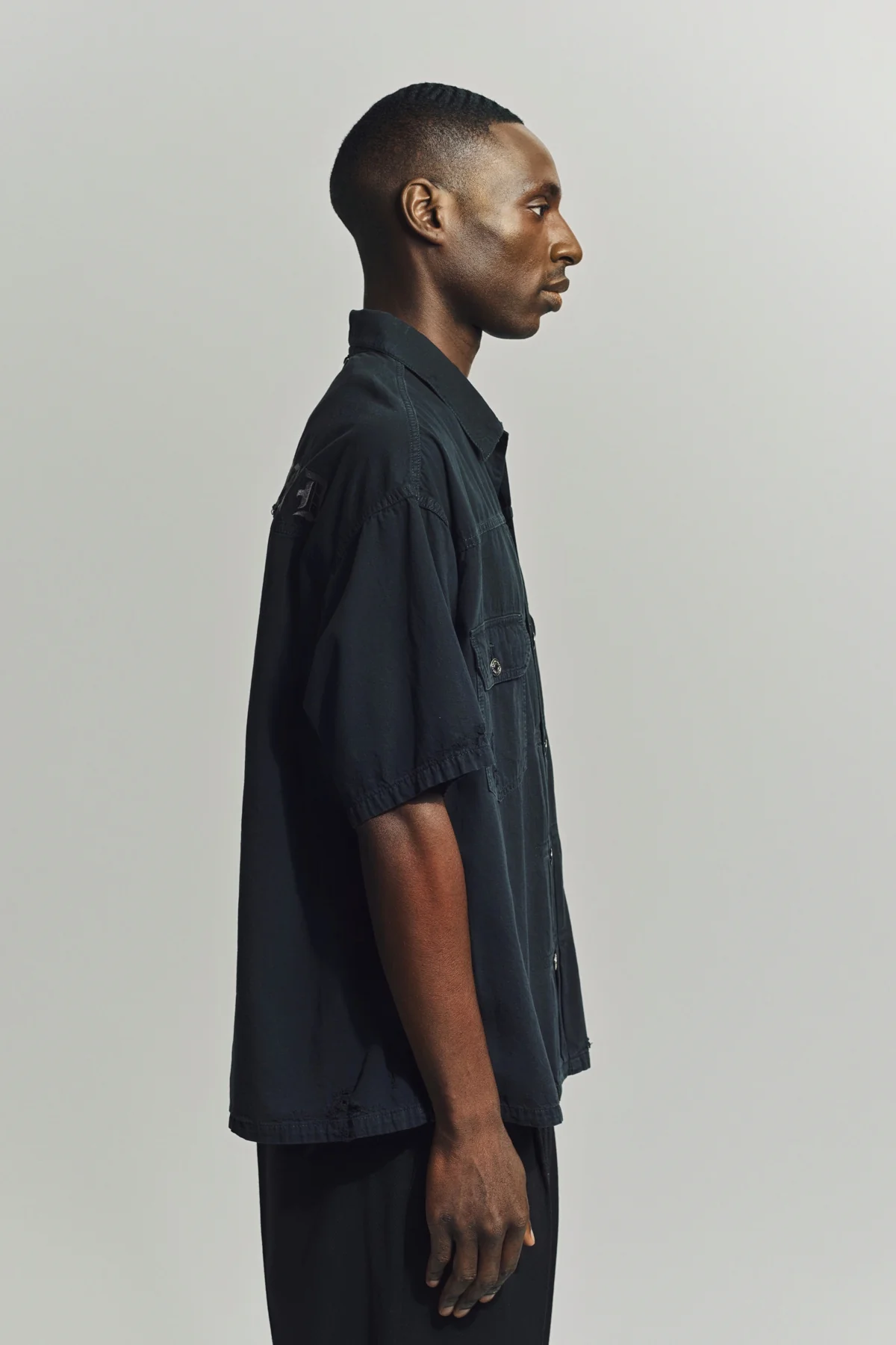 MASTERMIND | DISTRESSED SHORT SLEEVE DENIM SHIRT - Image 6