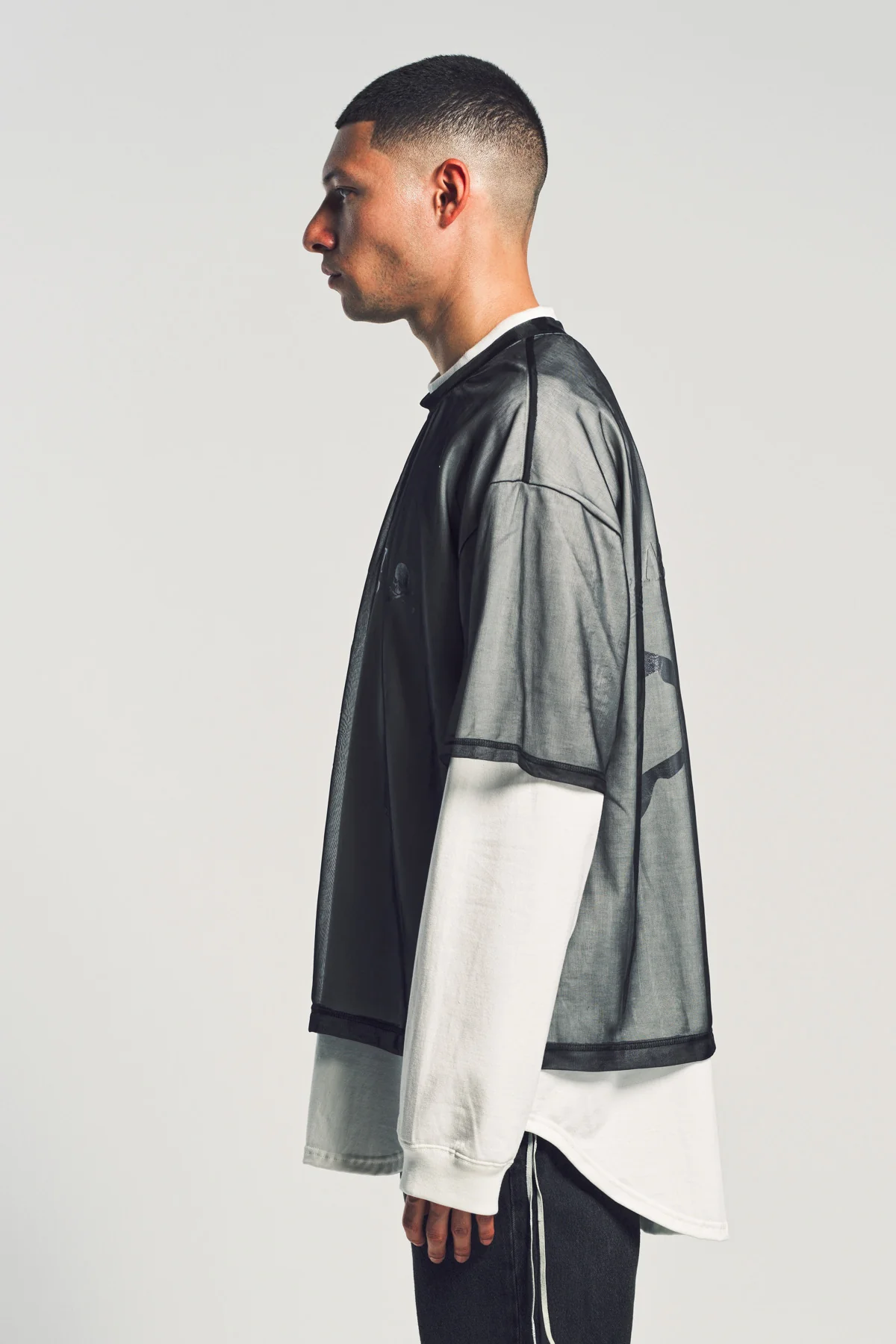 MASTERMIND | SHEER LAYERED LONG SLEEVE TEE - Image 2