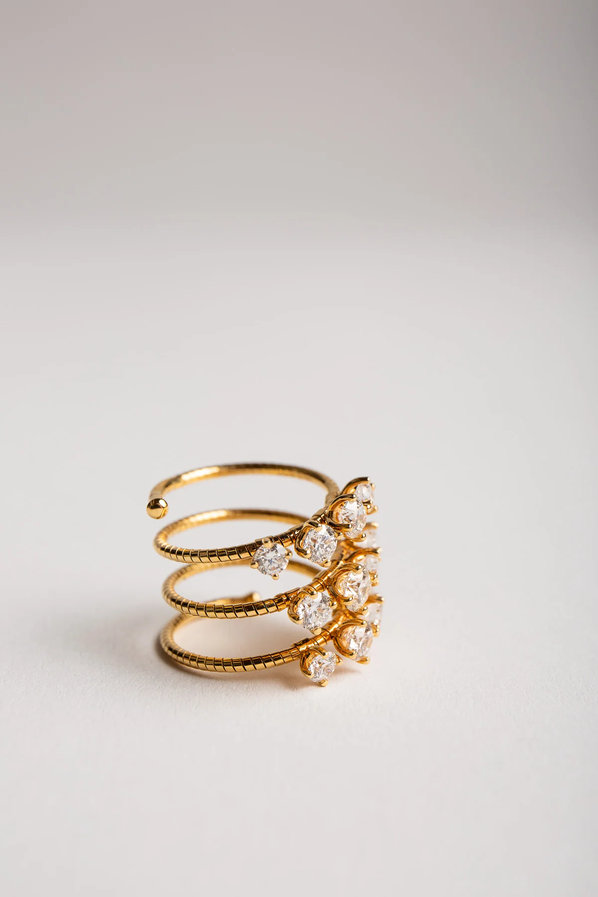 MATTIA CIELO | YELLOW GOLD DIAMOND SPIRAL RING - Image 3