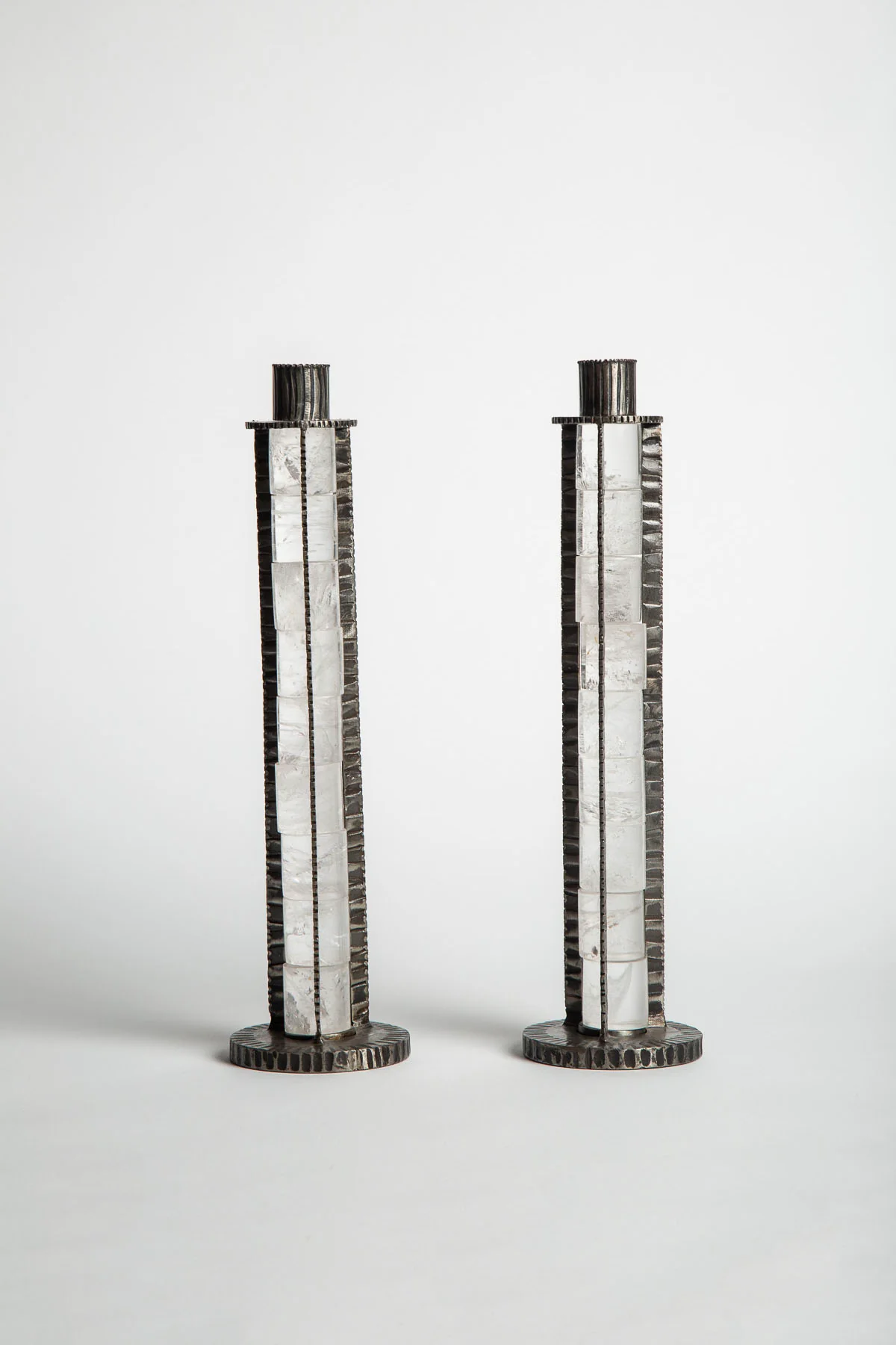MAXFIELD PRIVATE COLLECTION | 9 ELEMENT CRYSTAL CANDLESTICKS, SET OF 2 - Image 3