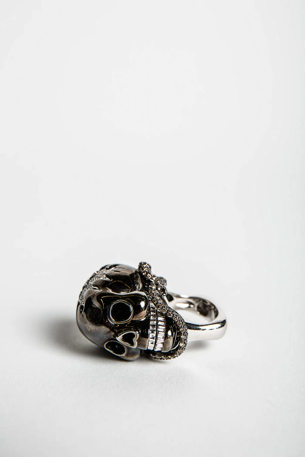 MAXFIELD PRIVATE COLLECTION | DIAMOND SKULL SNAKE RING - Image 2