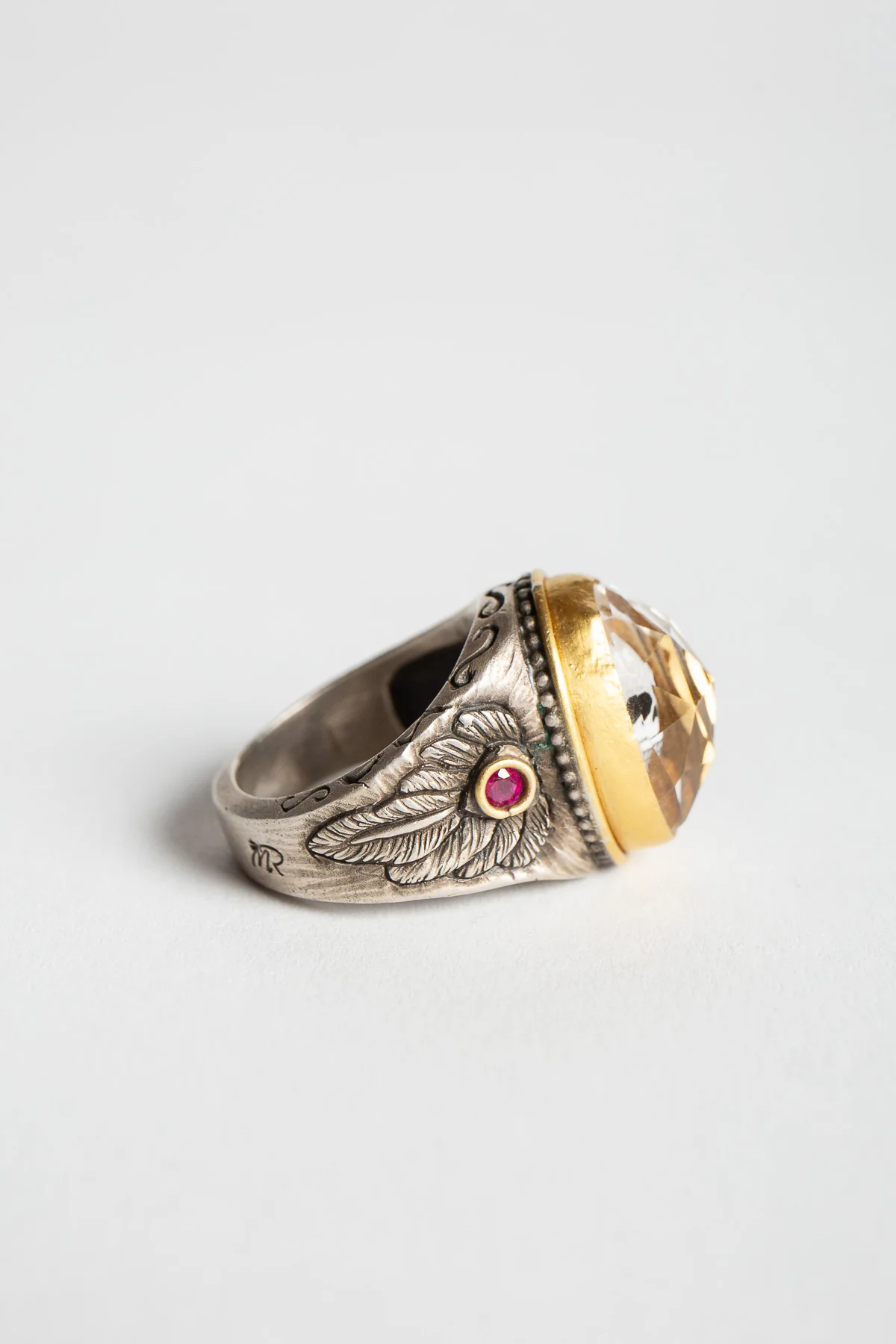 MELINDA RISK | WINGED SKULL CRYSTAL & RUBY RING - Image 3