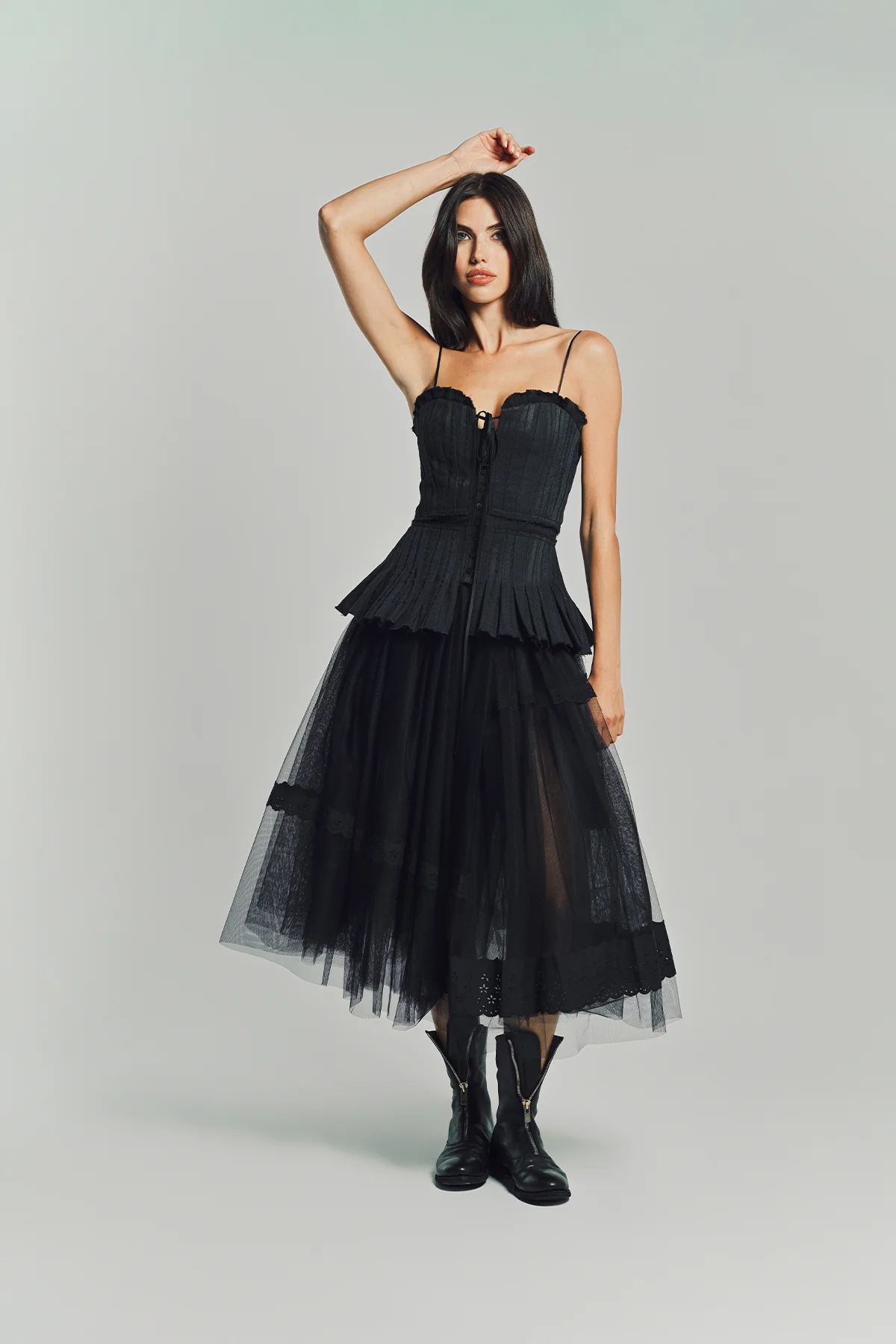 MERUERT TOLEGEN | JACQUARD ACCORDION PLEATED BUSTIER