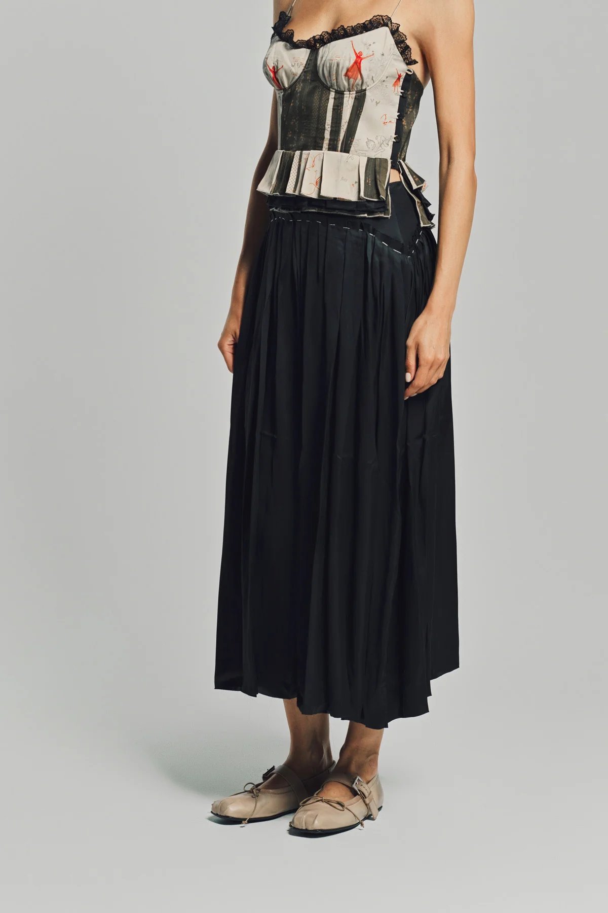 MERUERT TOLEGEN | LIQUID BASTED PLEATED SKIRT - Image 3