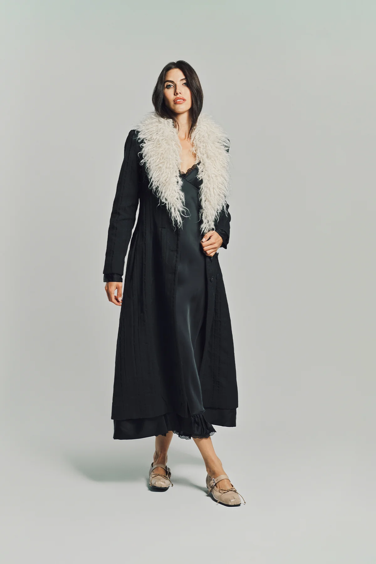 MERUERT TOLEGEN | YARN COLLAR JACQUARD COAT