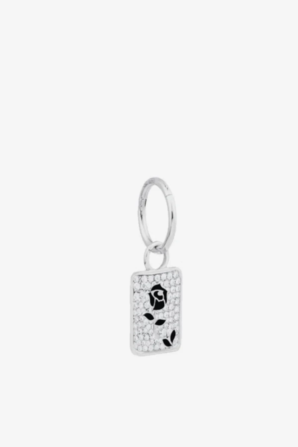 MYSTERYJOY | WHITE GOLD BLACK ROSE PAVED EARRING (SINGLE) - Image 2