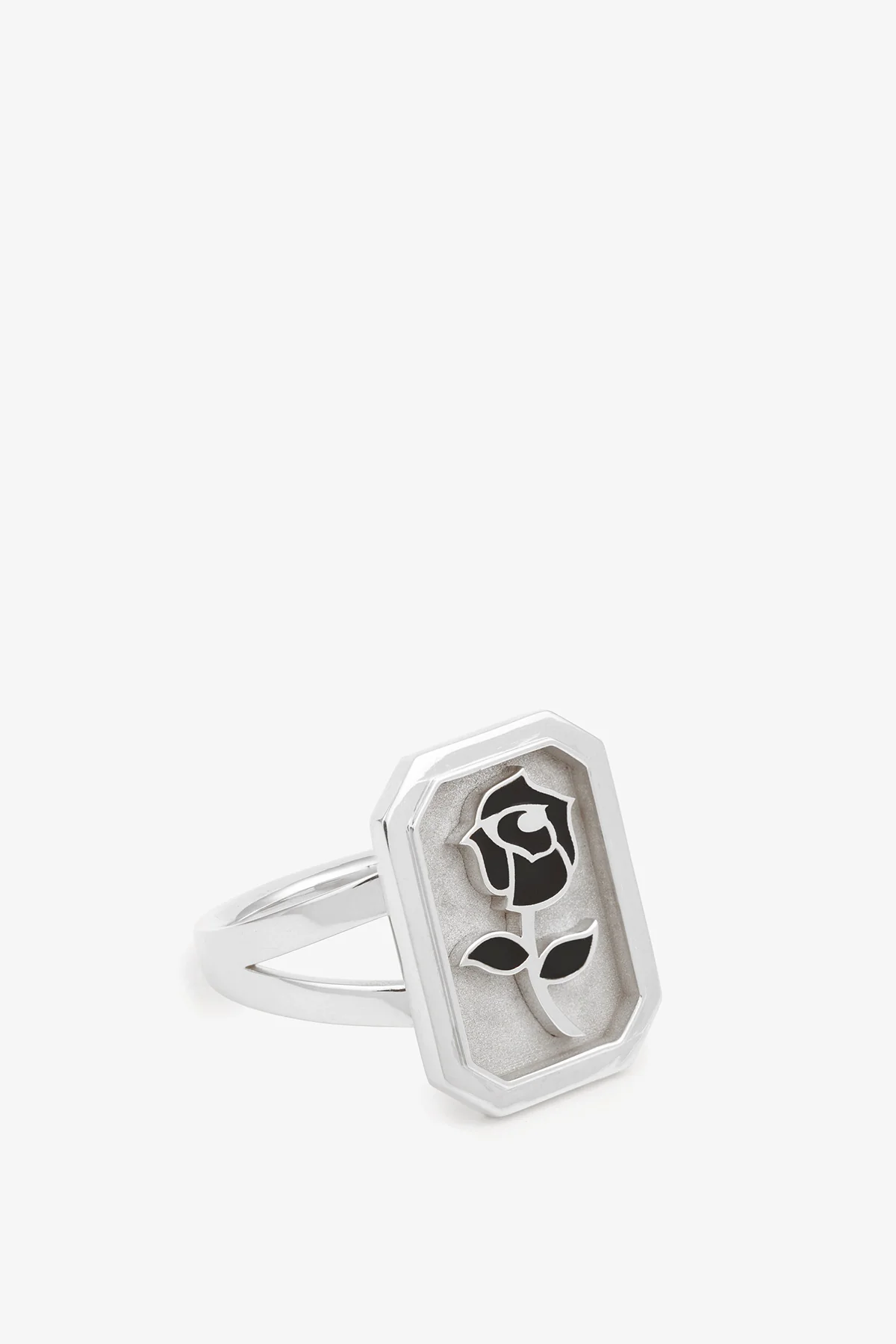MYSTERYJOY | WHITE GOLD BLACK ROSE SIGNET RING - Image 2
