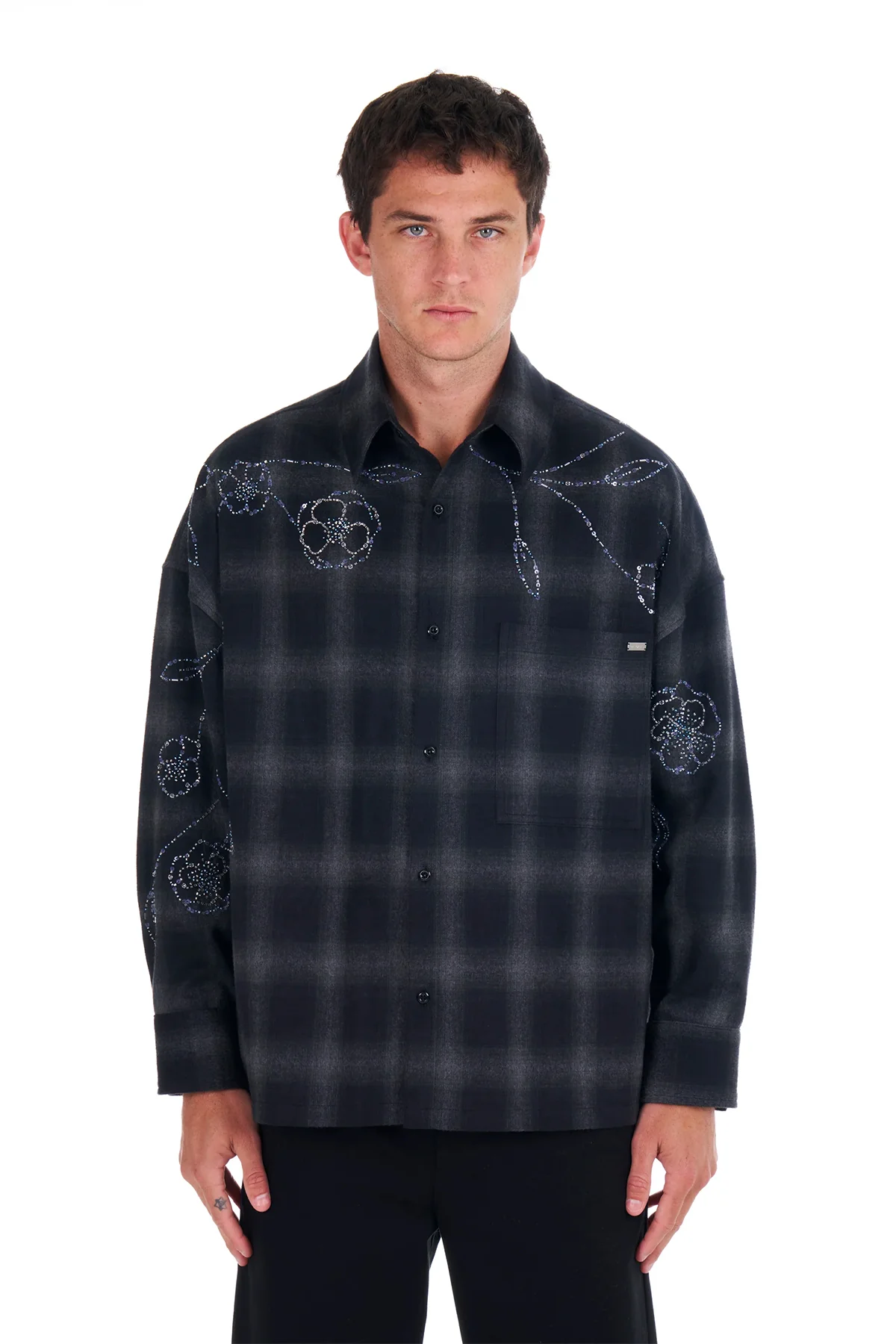 NAHMIAS | PLAID BEAD OVERSIZED SHIRT