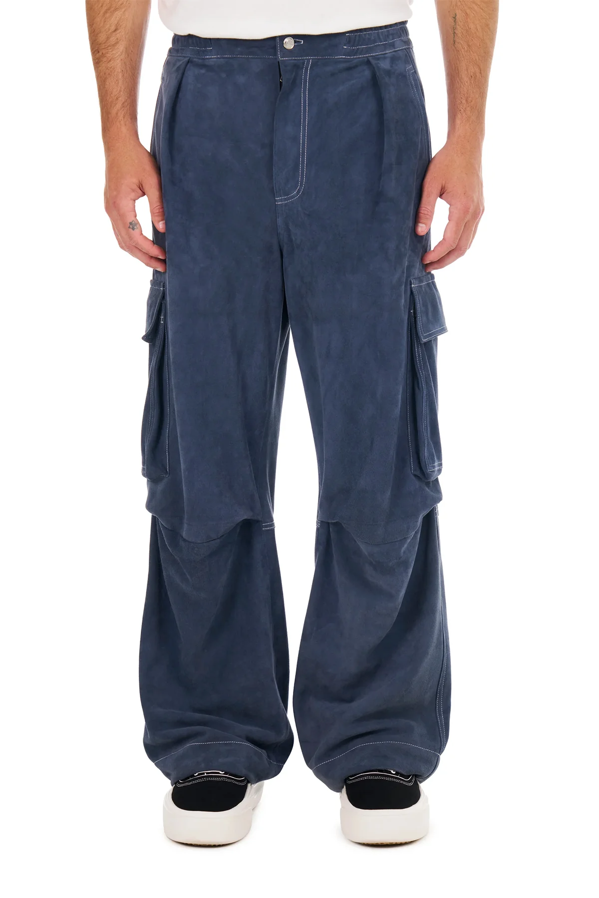 NAHMIAS | SUEDE PLEATED CARGO PANTS