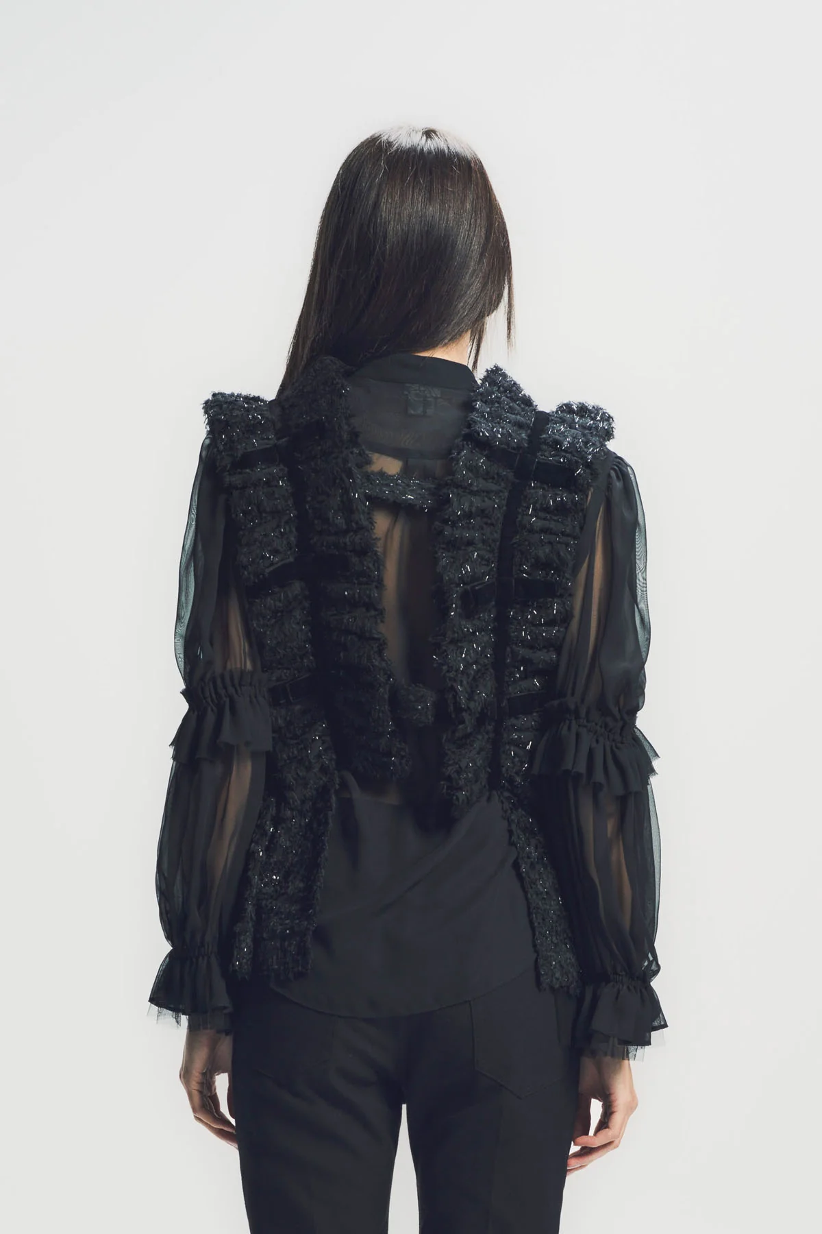 NOIR KEI NINOMIYA | LAMÉ JACQUARD GEORGETTE VEST - Image 4