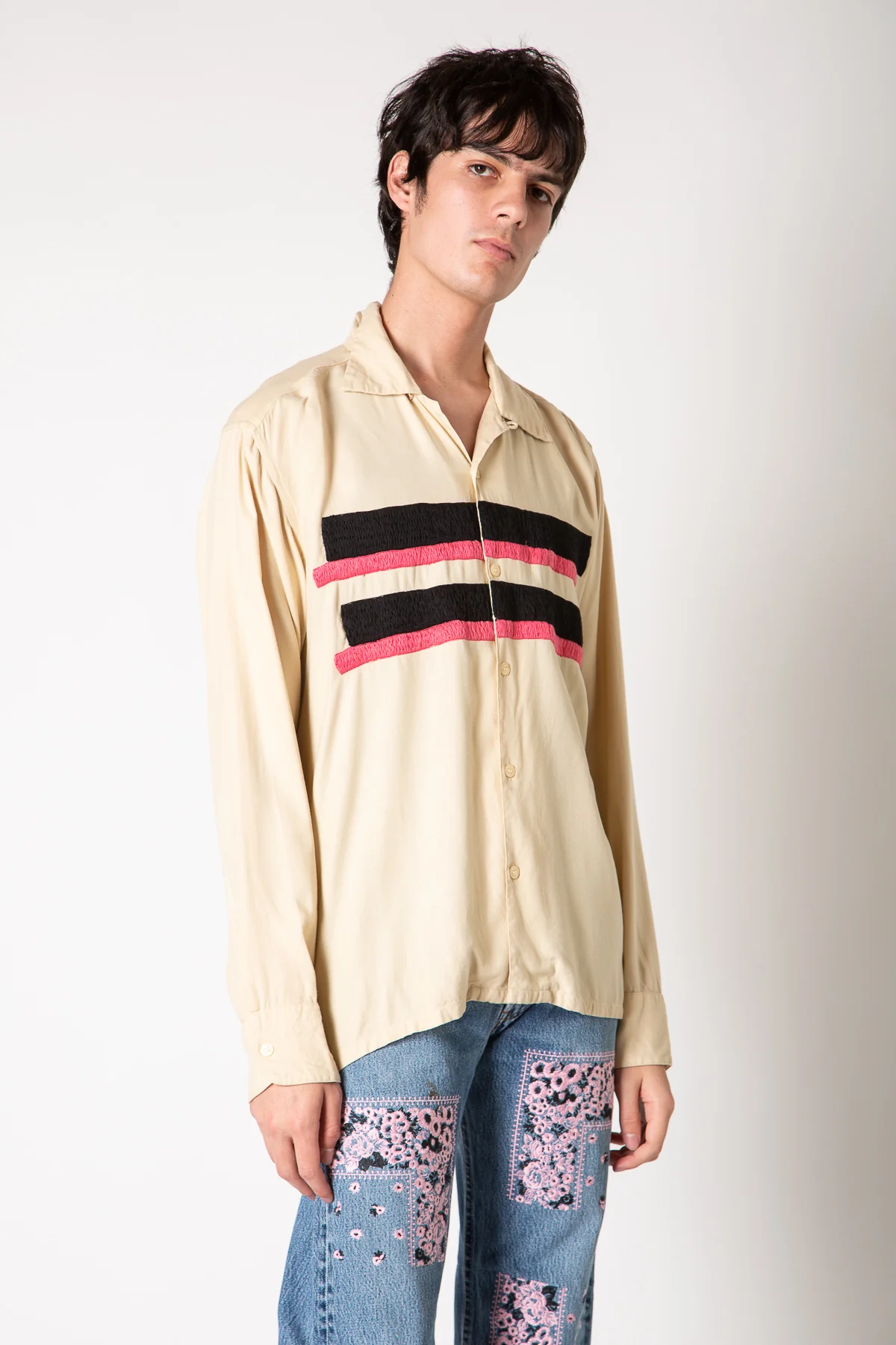NOMARHYTHM TEXTILE | LINES EMBROIDERY LONG SLEEVE SHIRT