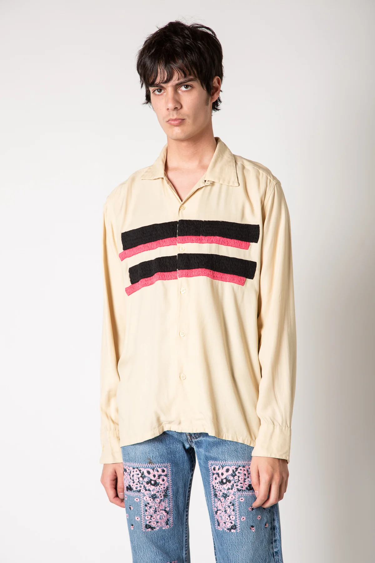 NOMARHYTHM TEXTILE | LINES EMBROIDERY LONG SLEEVE SHIRT - Image 2