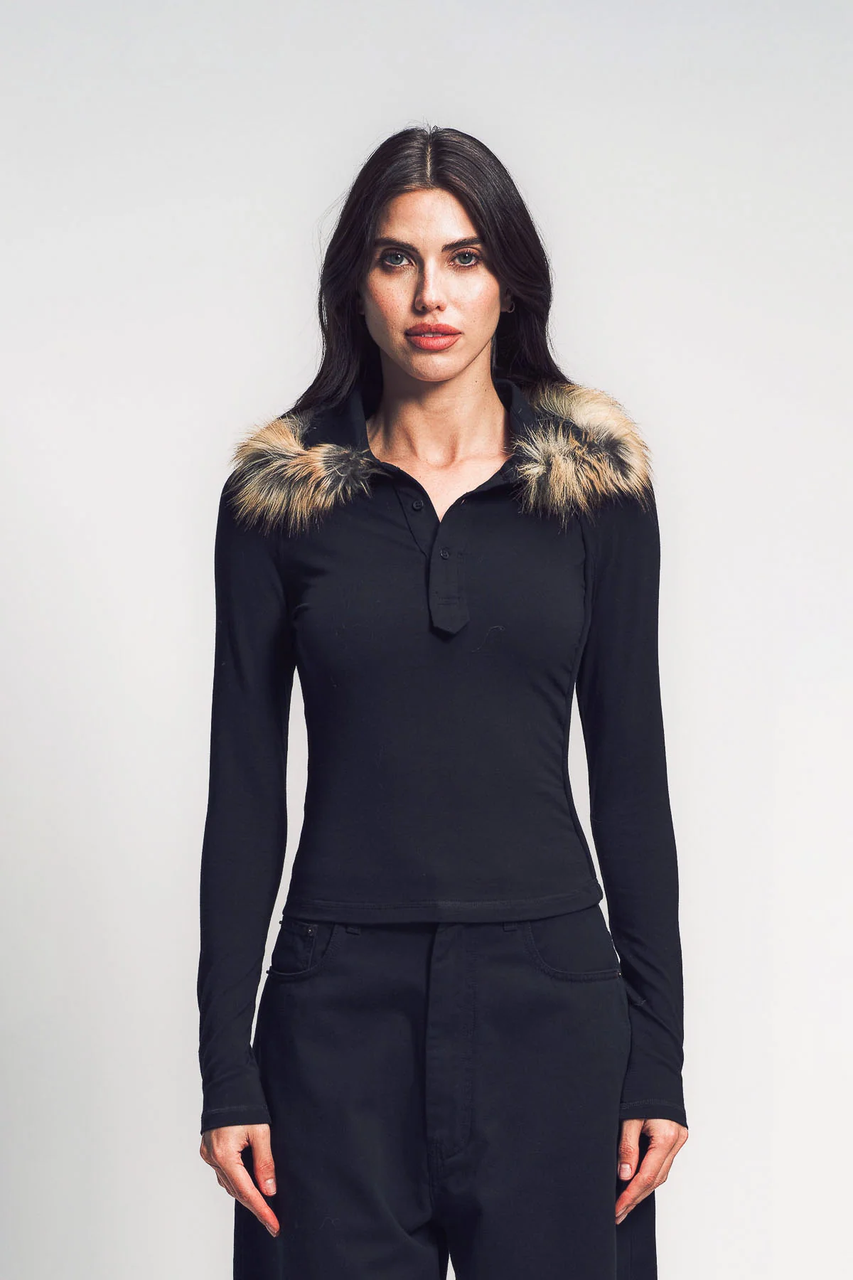 OTTOLINGER | FURRY LONG SLEEVE POLO - Image 2