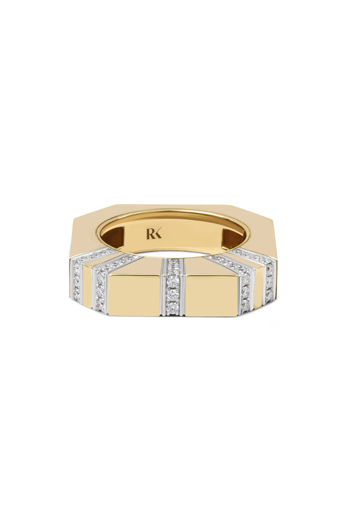 RAINBOW K |  BOLD LINE PAVE DIAMOND RING - Image 3