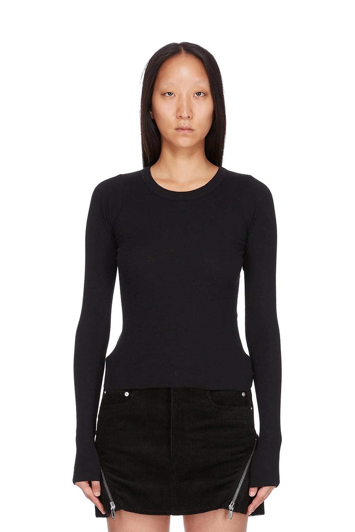 RICK OWENS | CROP RIB LONG SLEEVE TEE - Image 2