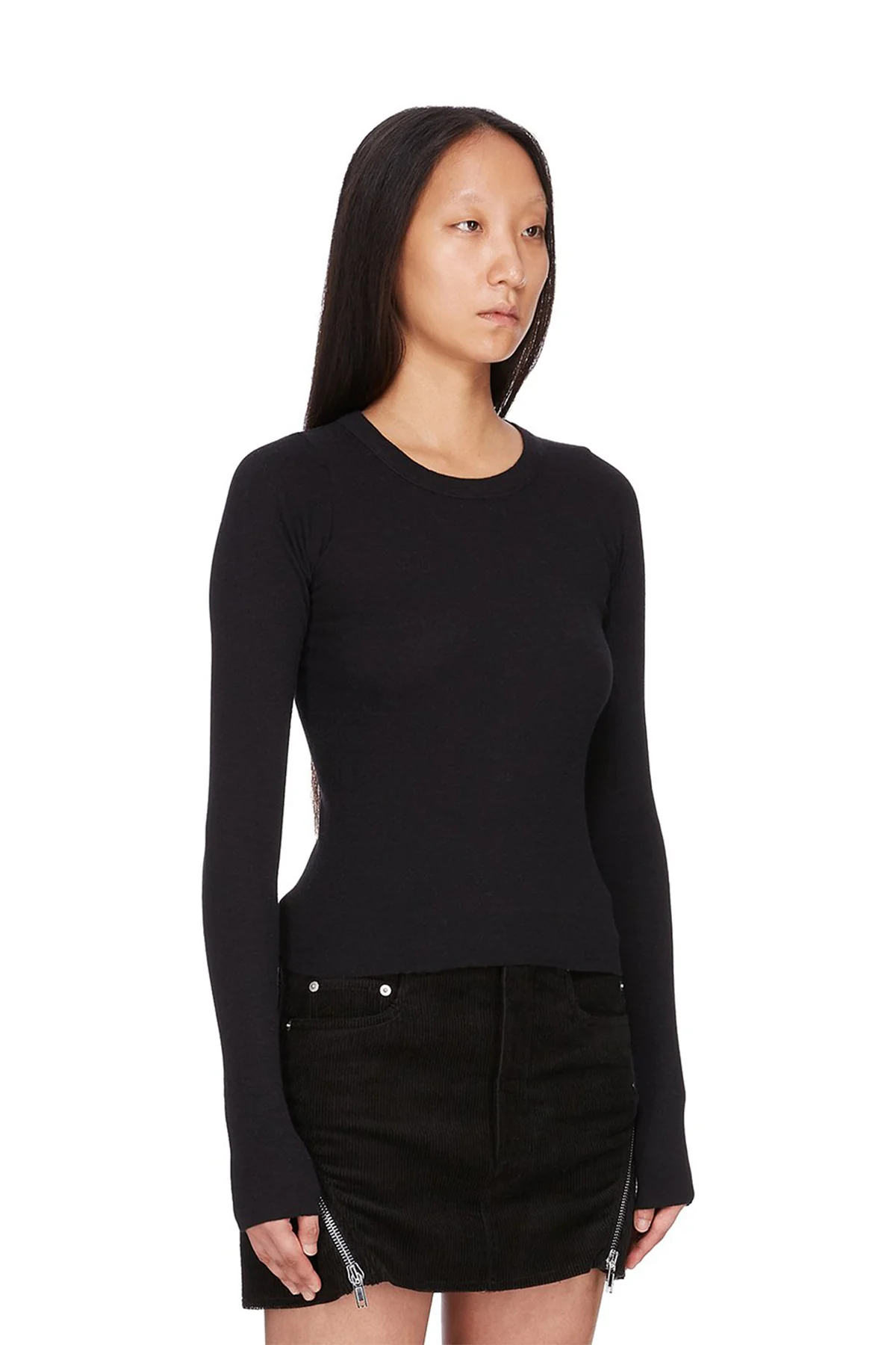 RICK OWENS | CROP RIB LONG SLEEVE TEE - Image 3