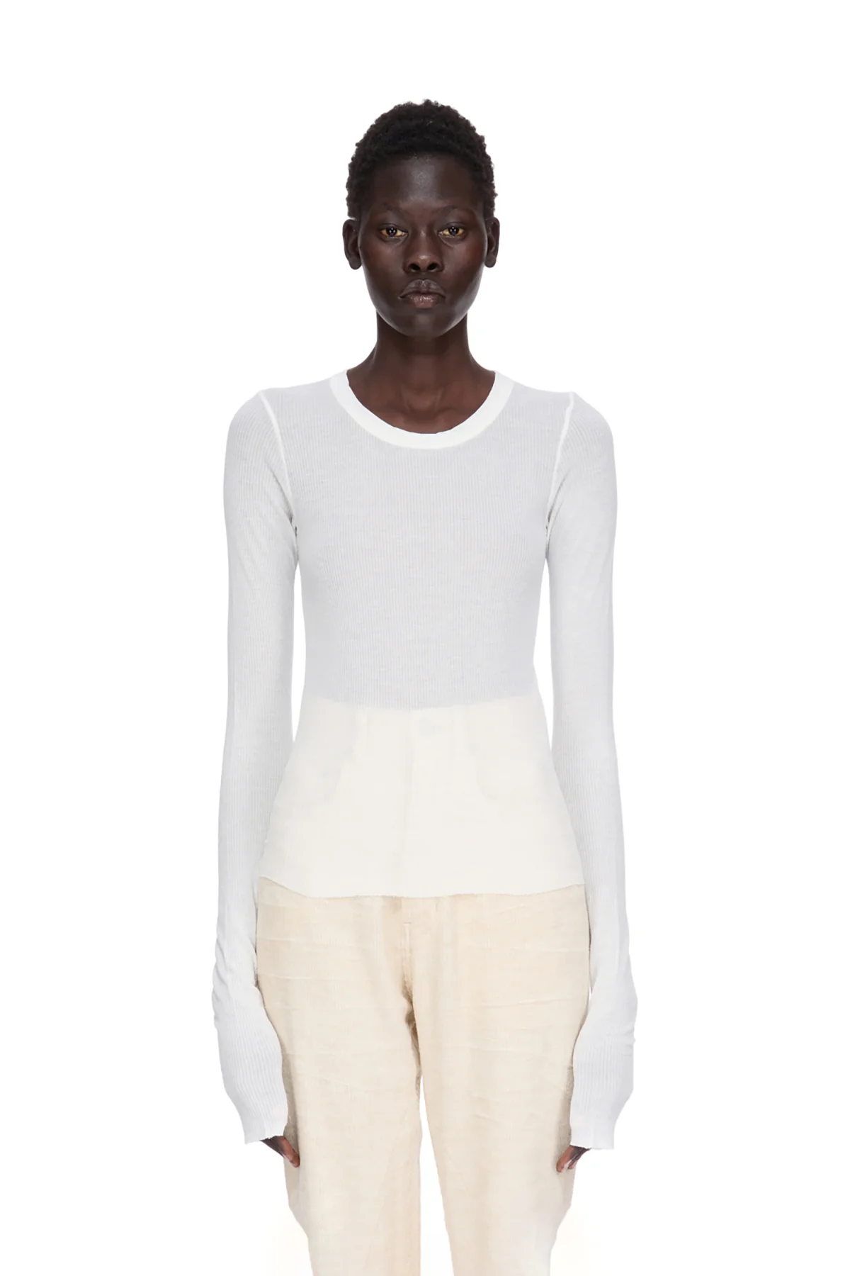 RICK OWENS | CROP RIB LONG SLEEVE TEE - Image 8