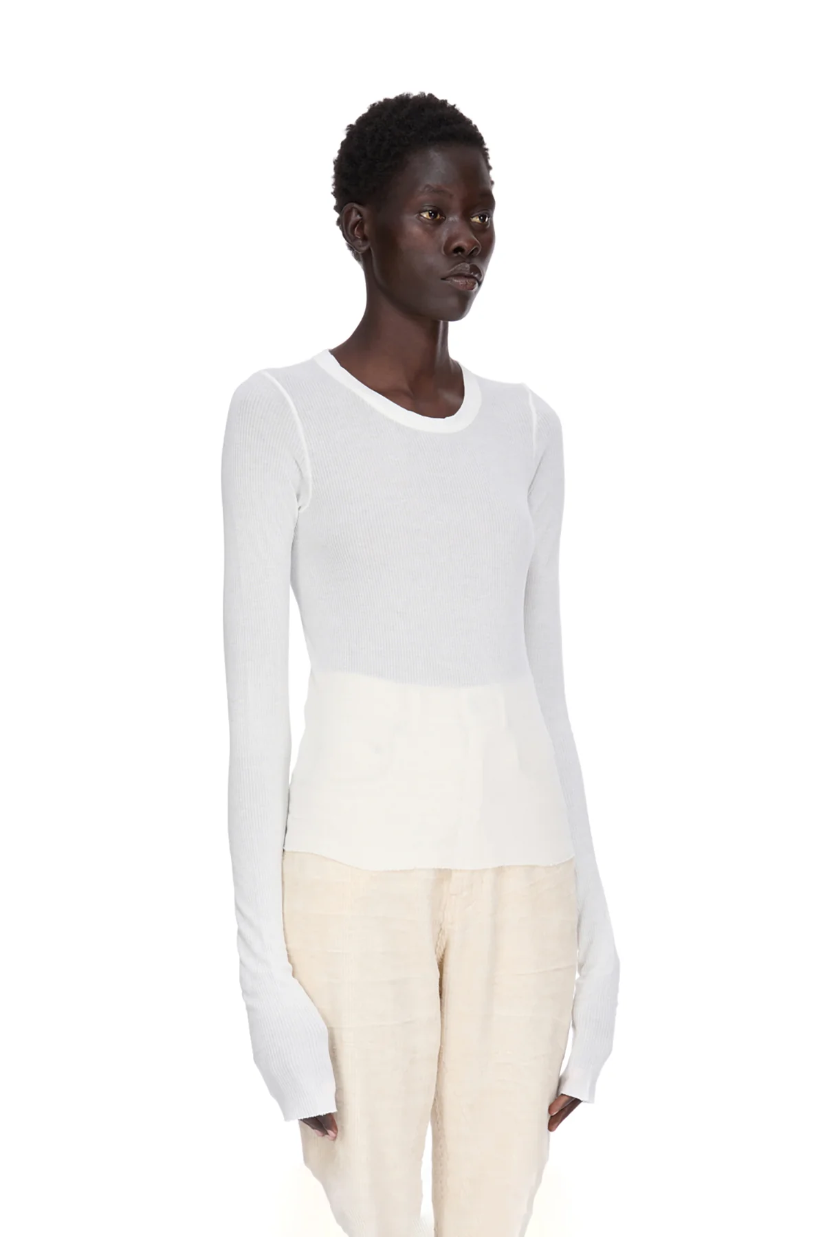 RICK OWENS | CROP RIB LONG SLEEVE TEE - Image 9