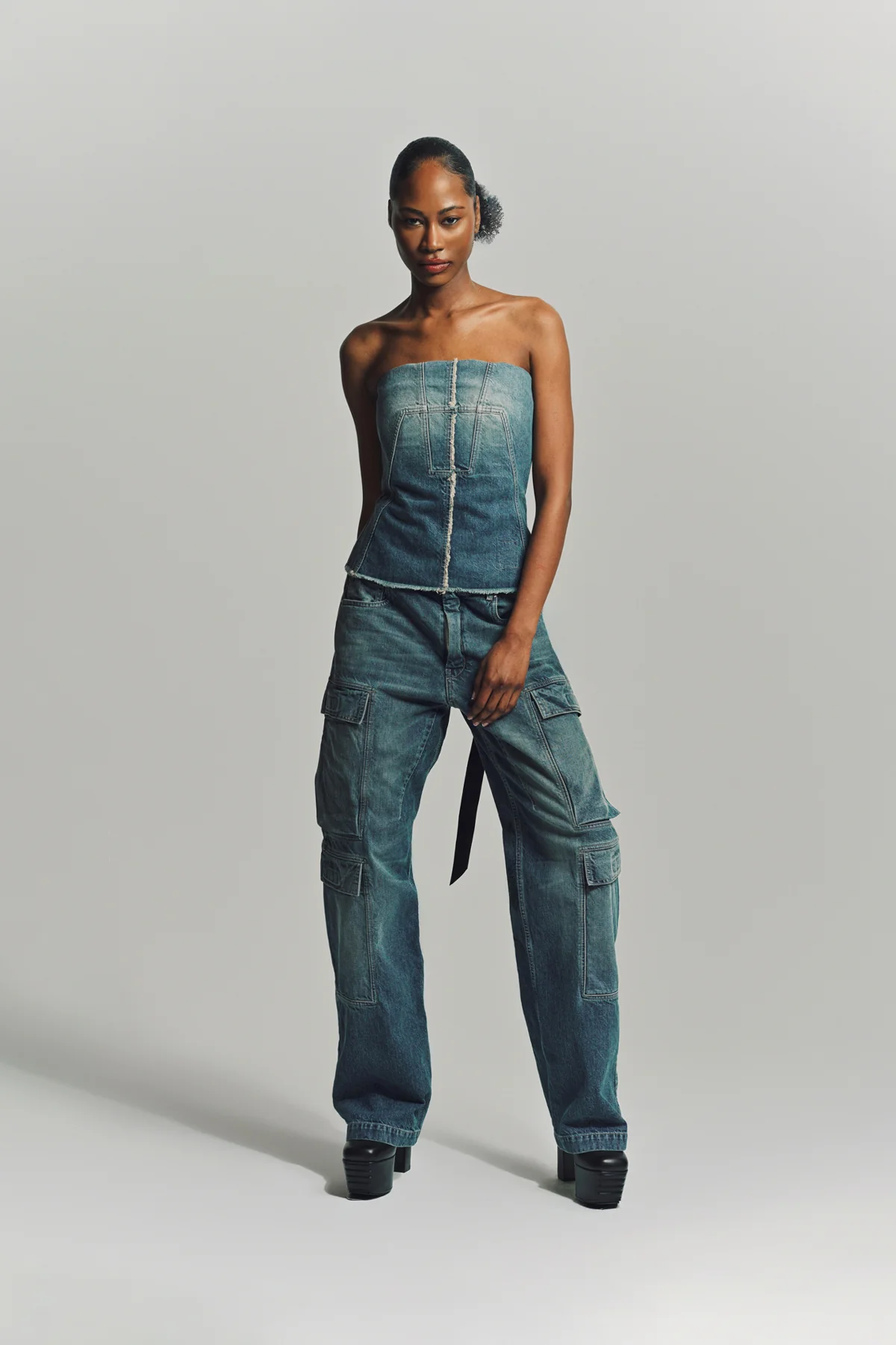 RICK OWENS DRKSHDW | DENIM BUSTIER TOP