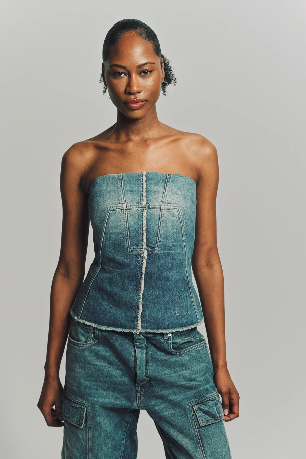 RICK OWENS DRKSHDW | DENIM BUSTIER TOP - Image 2