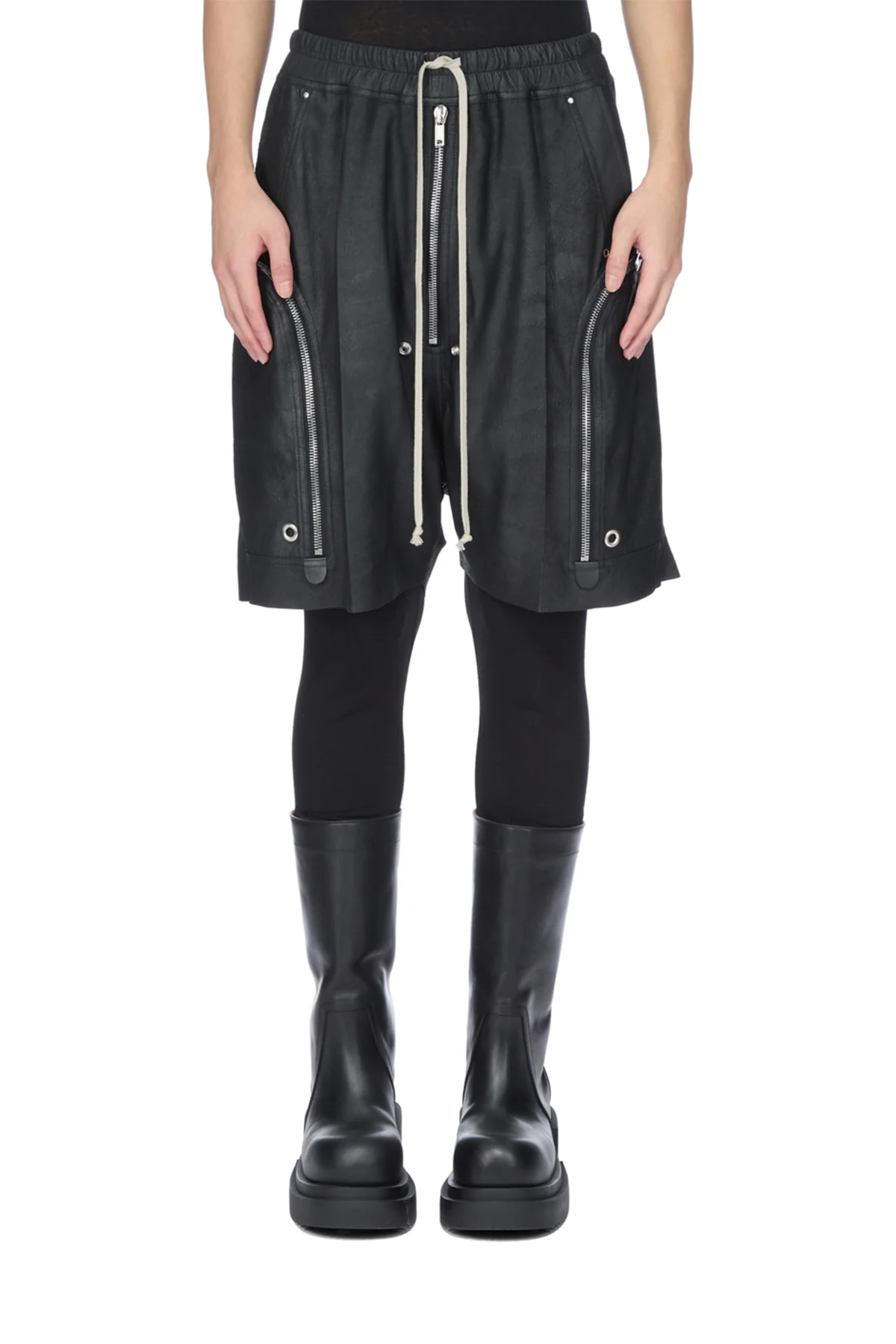 RICK OWENS | LEATHER BAUHAUS BELA SHORTS - Image 2