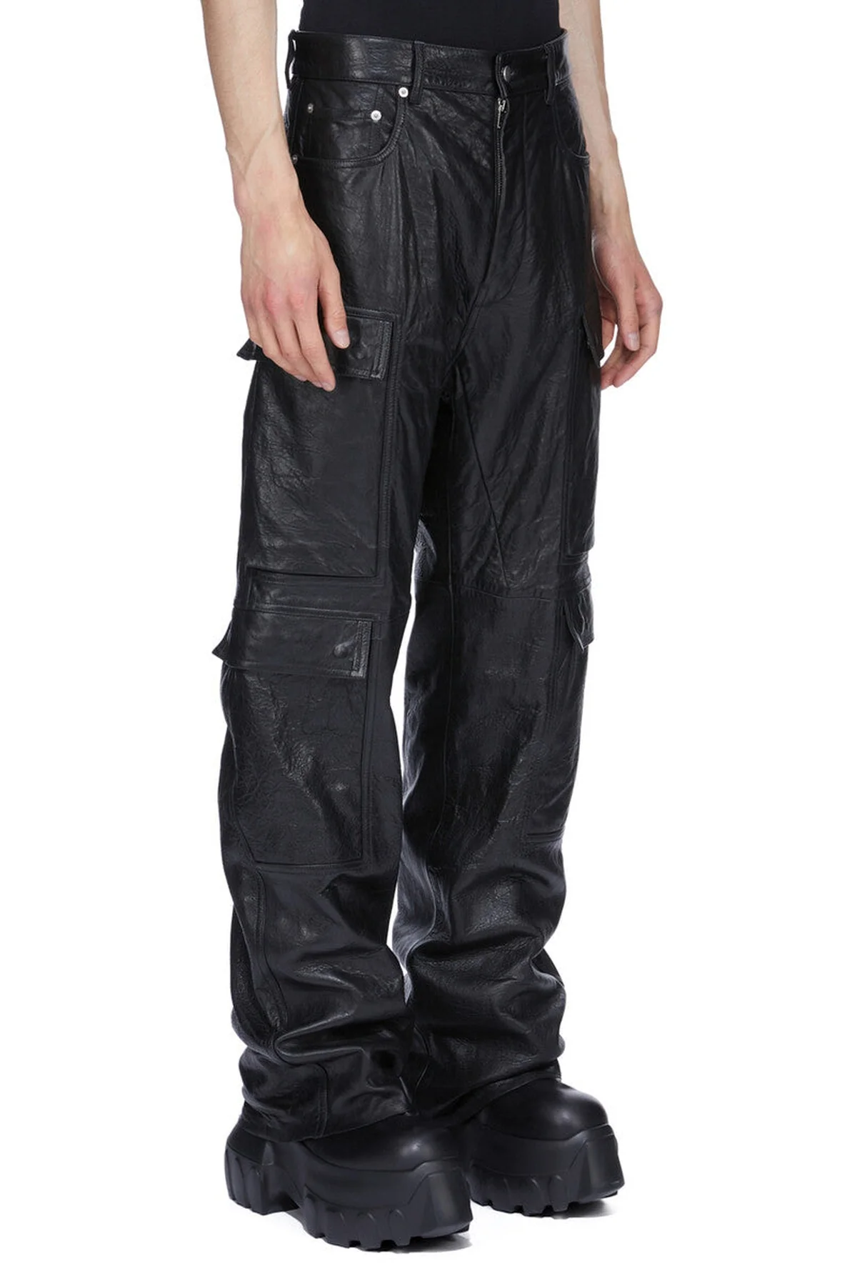 RICK OWENS | LEATHER GETH CARGO PANTS - Image 2