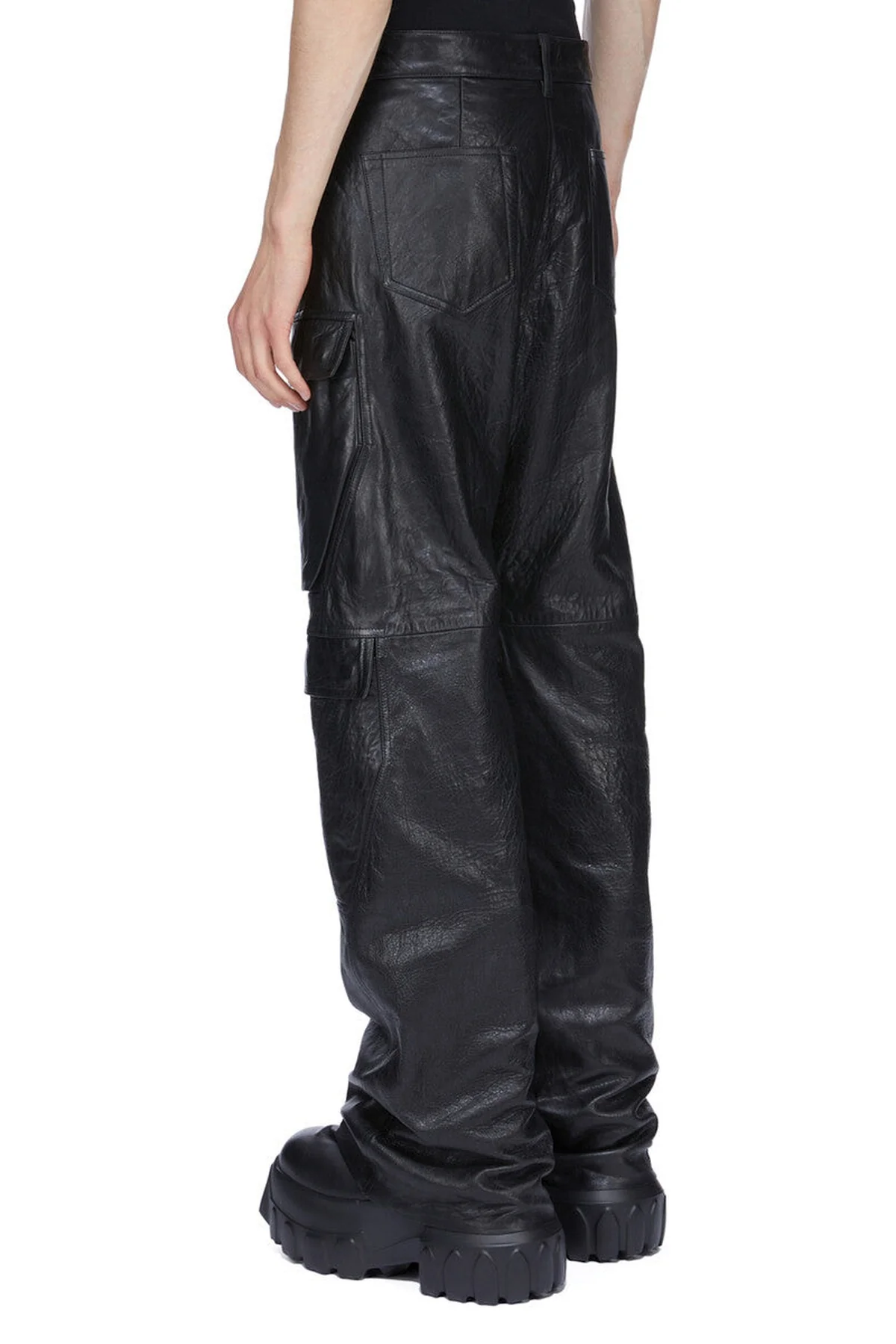 RICK OWENS | LEATHER GETH CARGO PANTS - Image 3