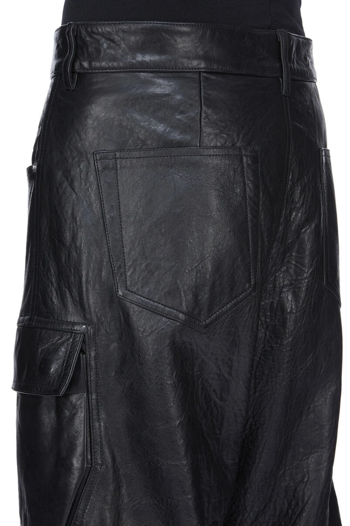 RICK OWENS | LEATHER GETH CARGO PANTS - Image 4
