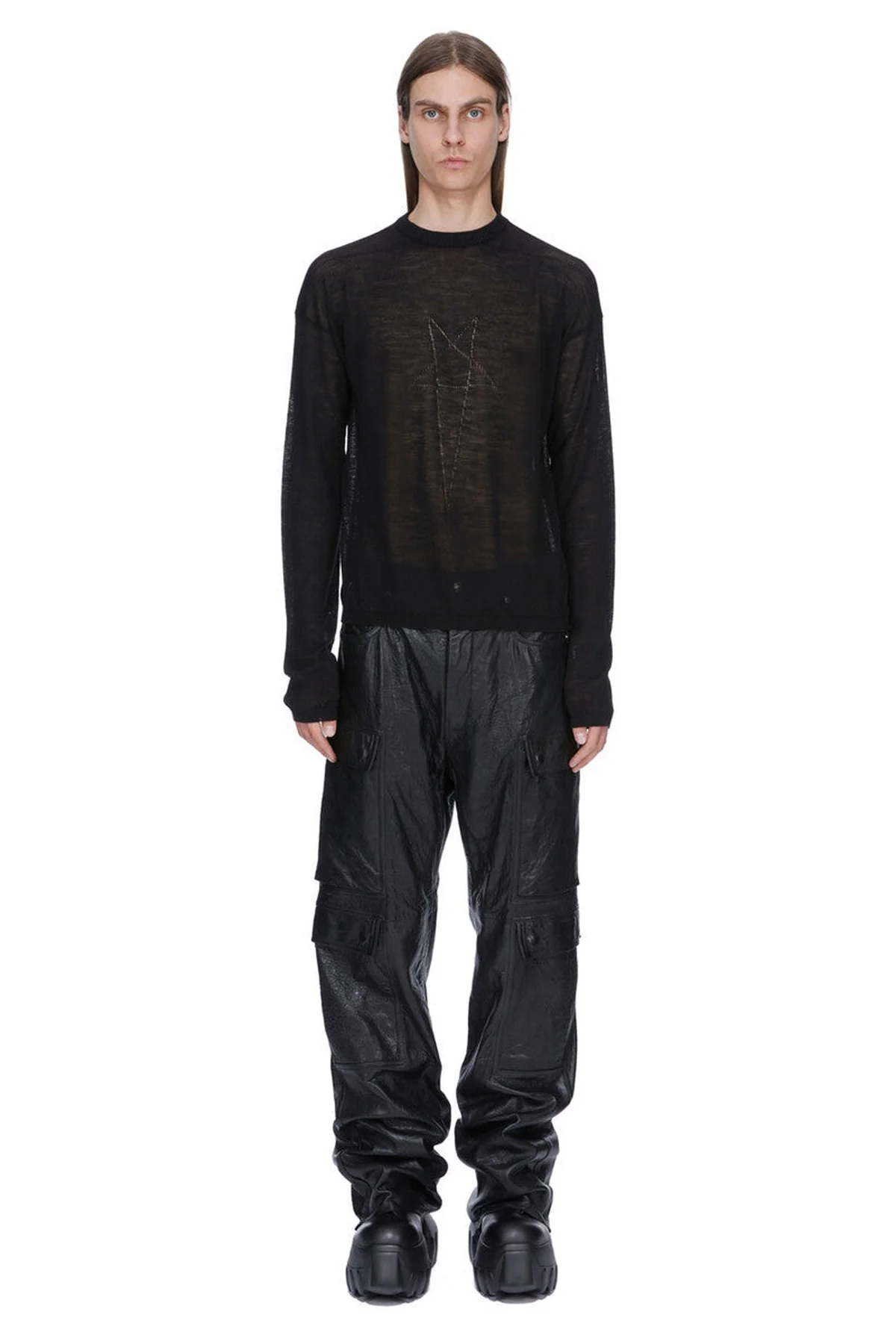 RICK OWENS | LEATHER GETH CARGO PANTS - Image 5