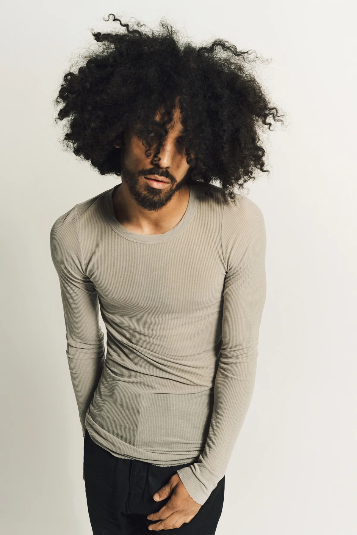 RICK OWENS | RIB LONG SLEEVE TEE - Image 2