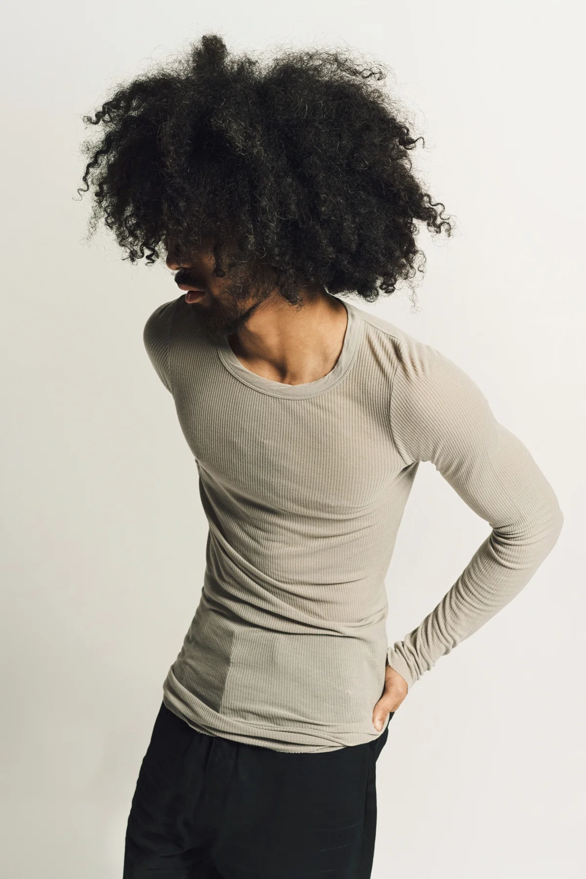 RICK OWENS | RIB LONG SLEEVE TEE - Image 3