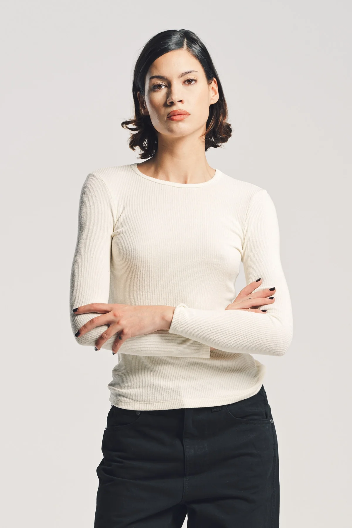 SABLYN | QUINCY LONG SLEEVE FITTED CREWNECK RIB TOP - Image 2