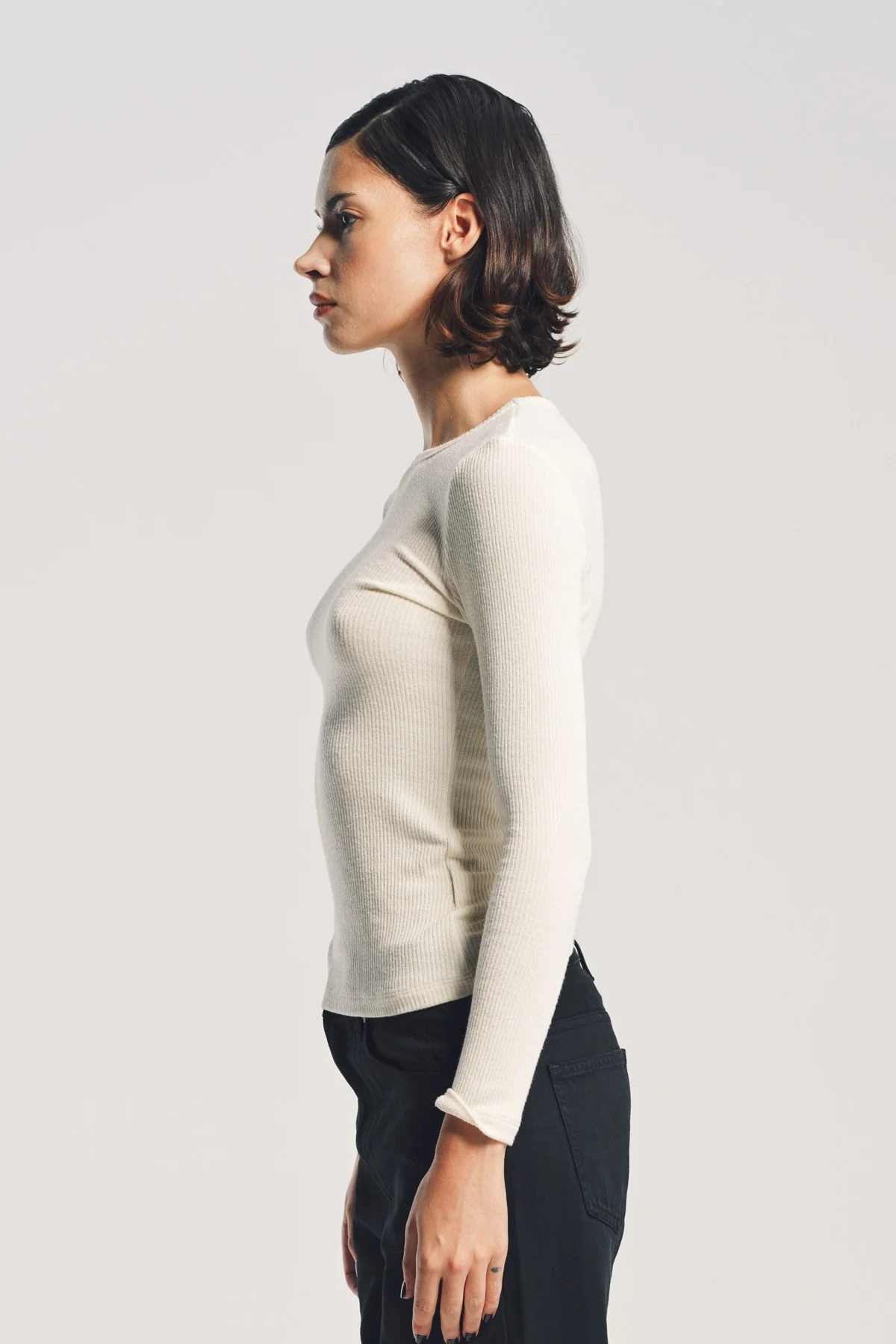 SABLYN | QUINCY LONG SLEEVE FITTED CREWNECK RIB TOP - Image 3