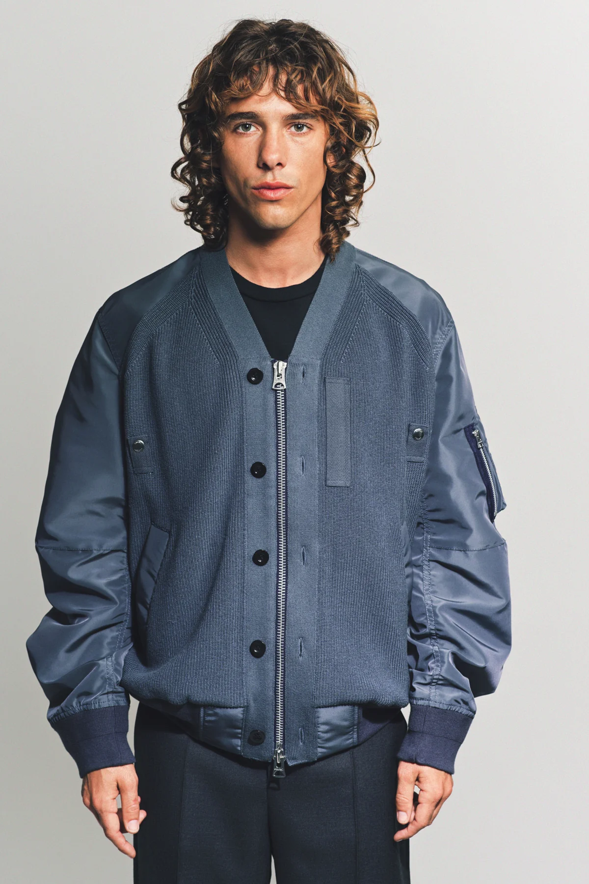SACAI | NYLON TWILL KNIT BLOUSON - Image 2