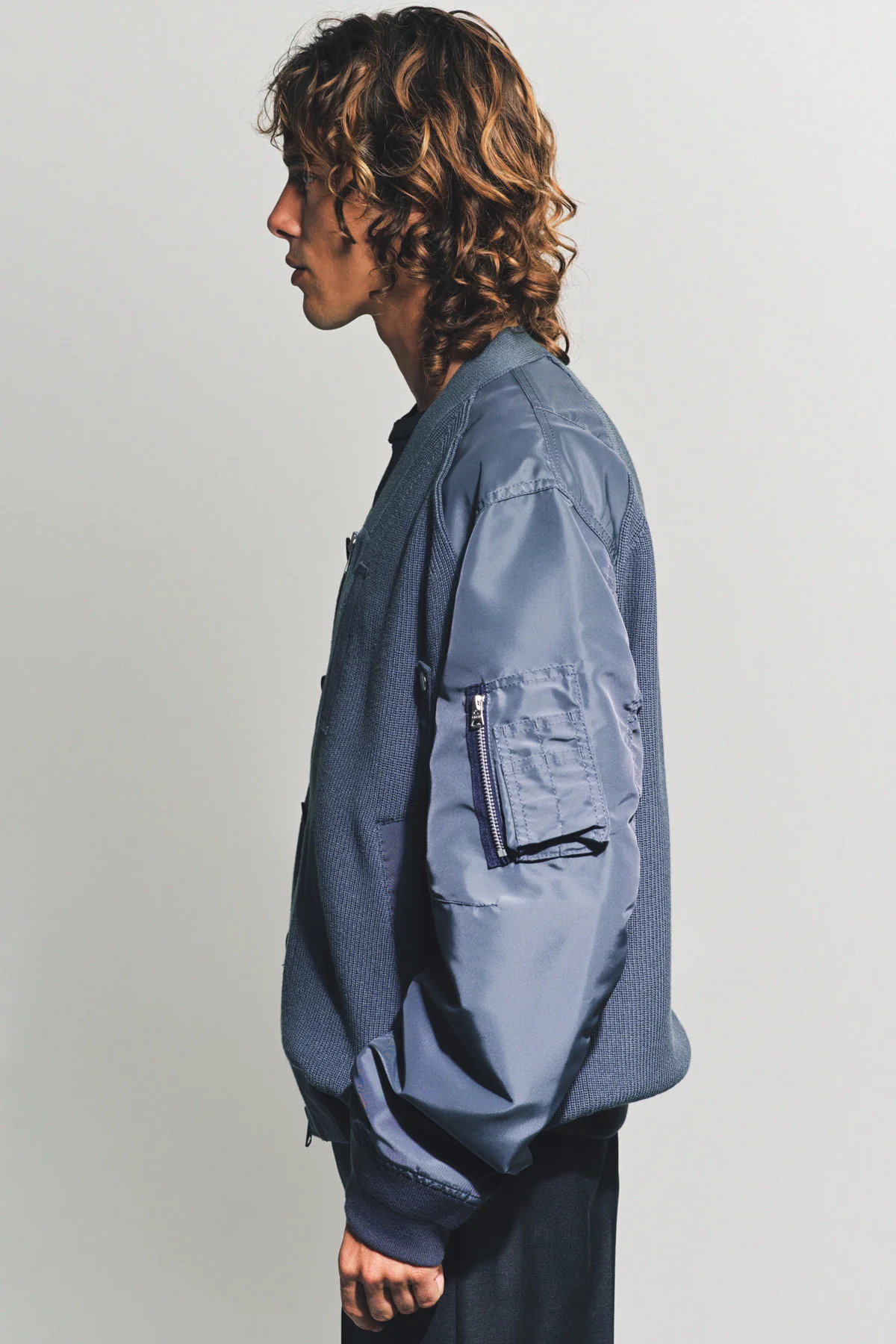 SACAI | NYLON TWILL KNIT BLOUSON - Image 3