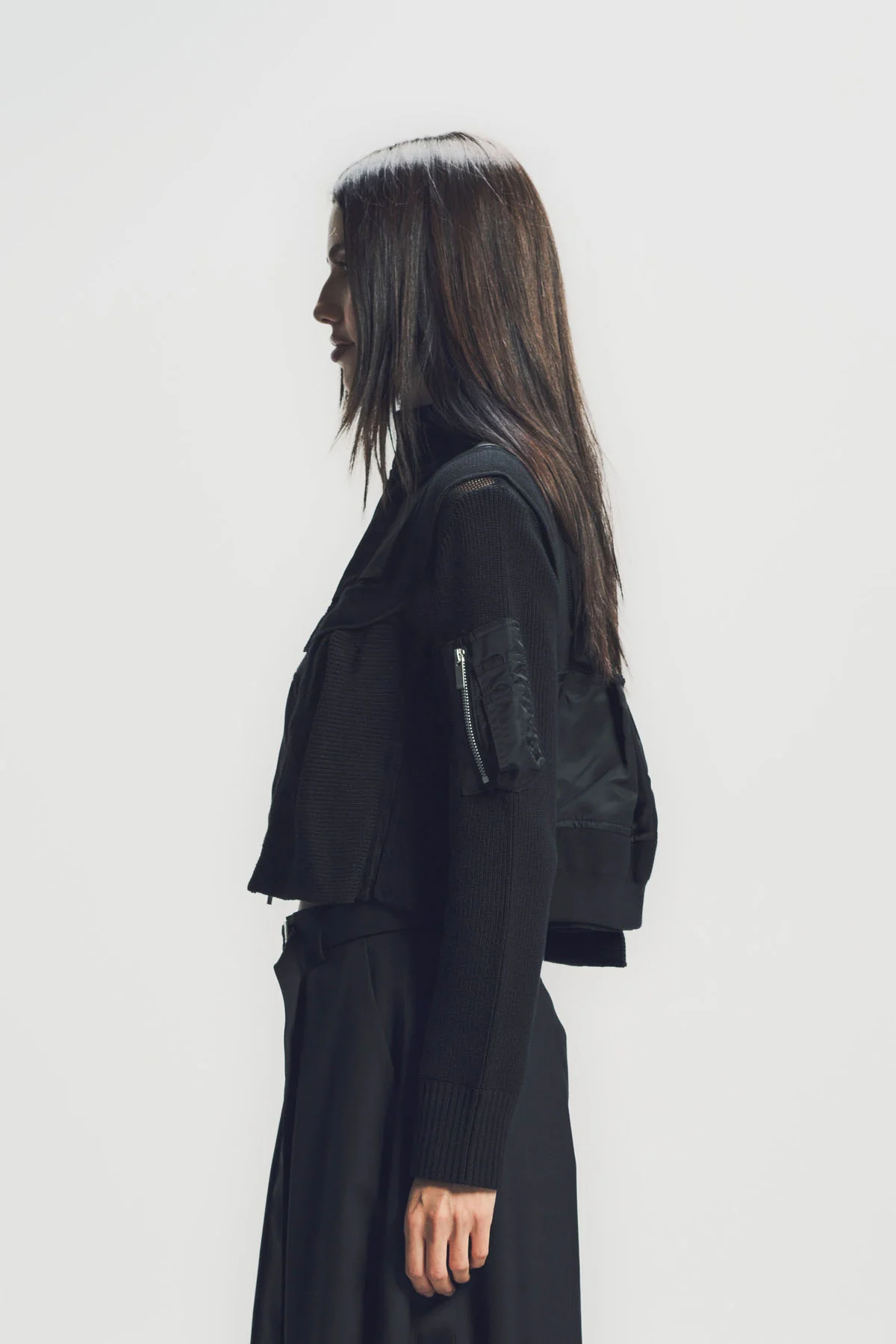 SACAI | NYLON TWILL X KNIT BLOUSON - Image 3
