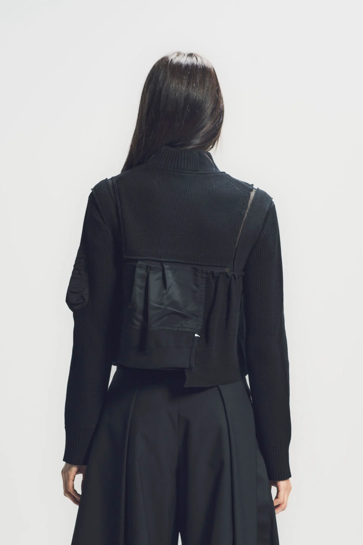 SACAI | NYLON TWILL X KNIT BLOUSON - Image 4